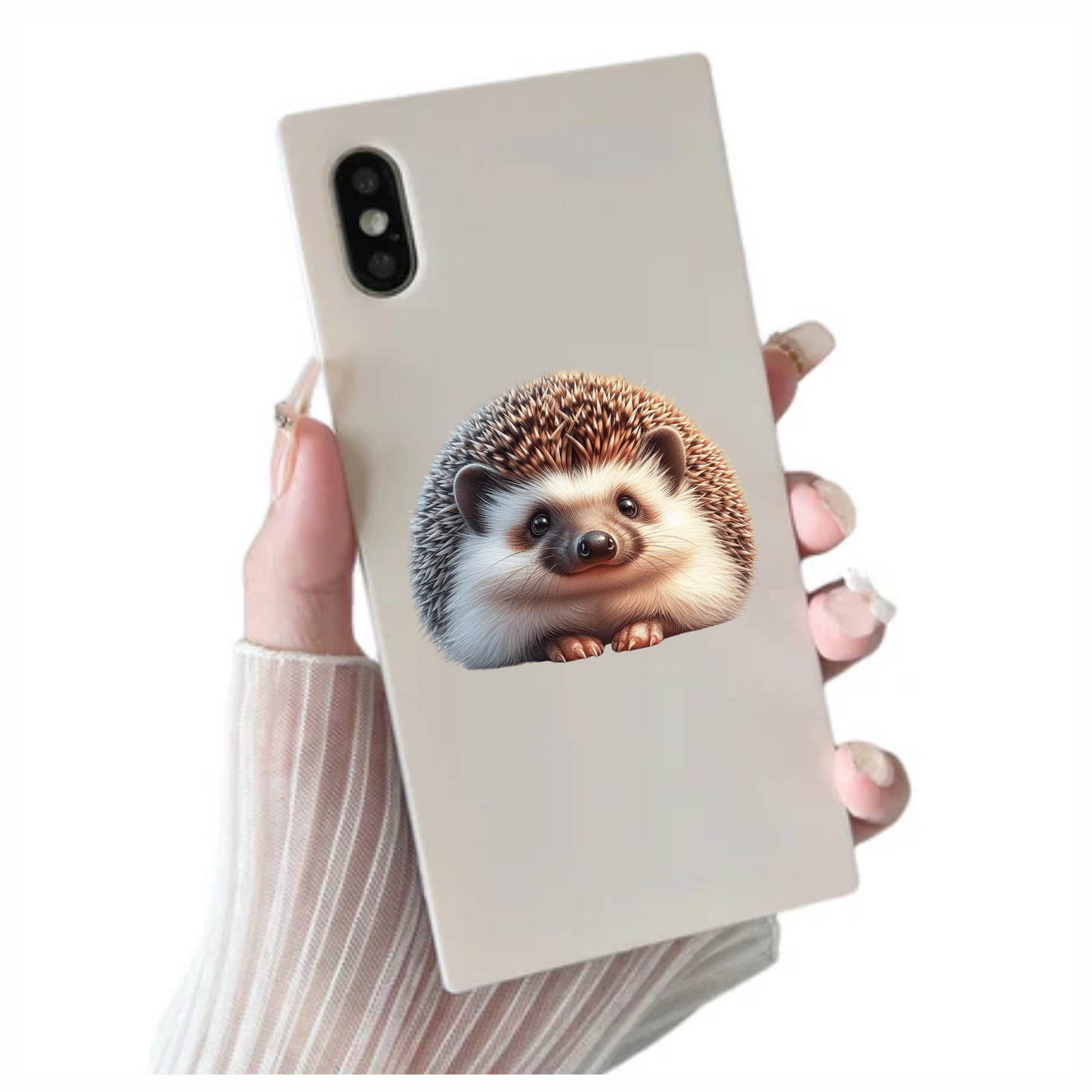 Brown Hedgehog Cute Round Animal Vinyl Sticker Decal