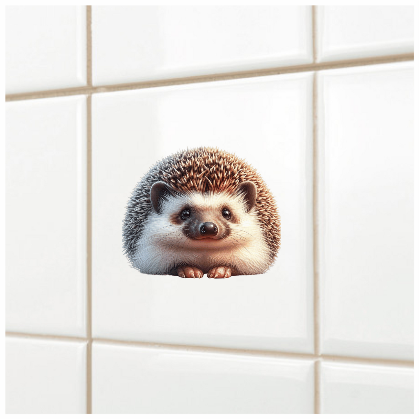 Brown Hedgehog Cute Round Animal Vinyl Sticker Decal