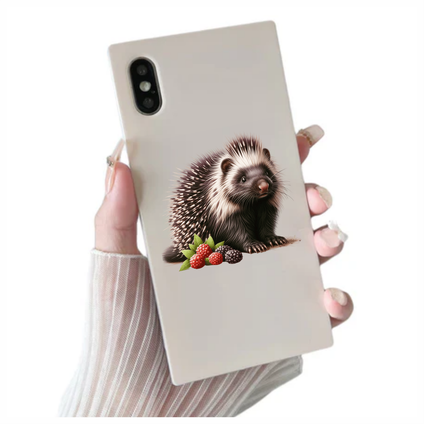 Black Porcupine Berries Leaves Blue Vinyl Sticker Decal