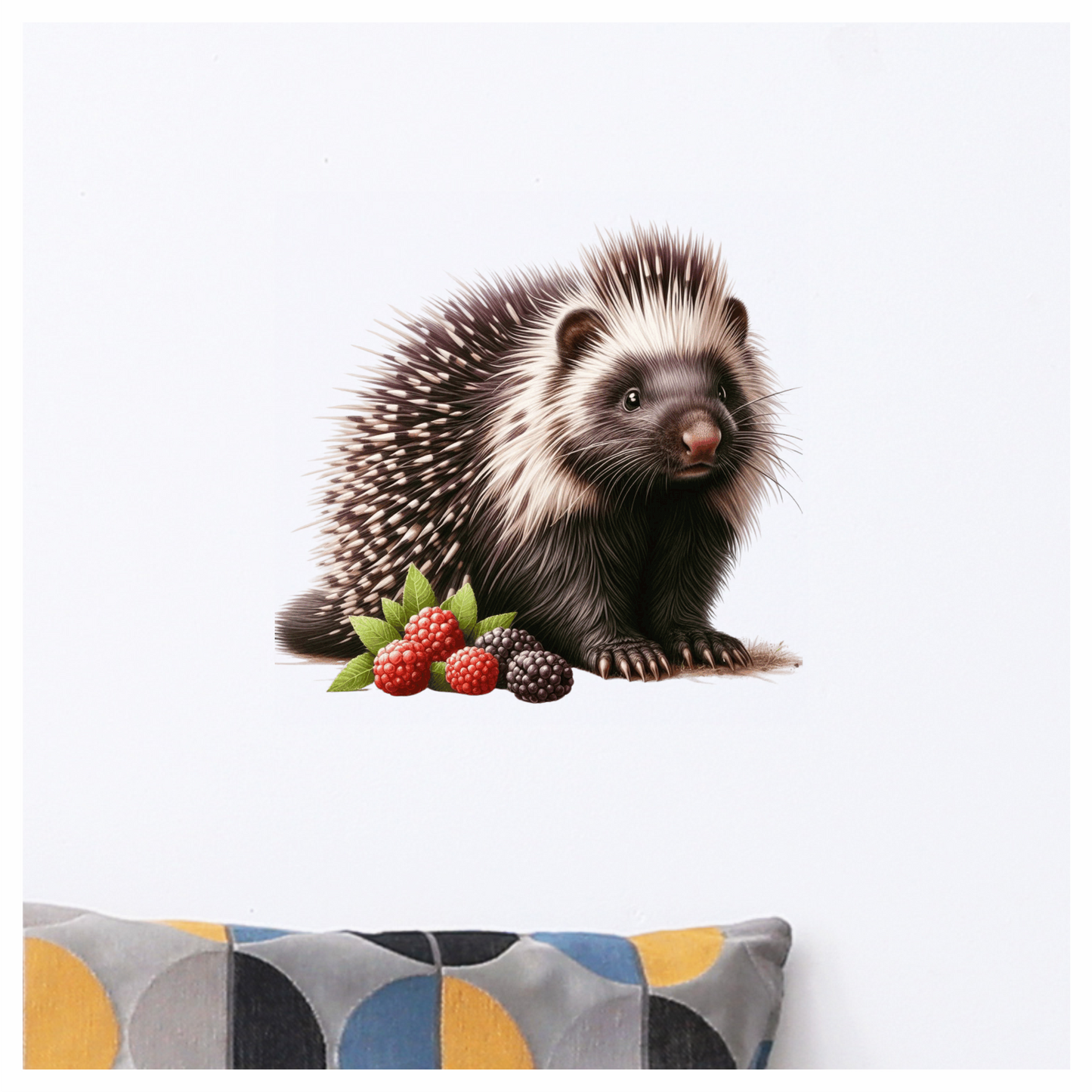 Black Porcupine Berries Leaves Blue Vinyl Sticker Decal