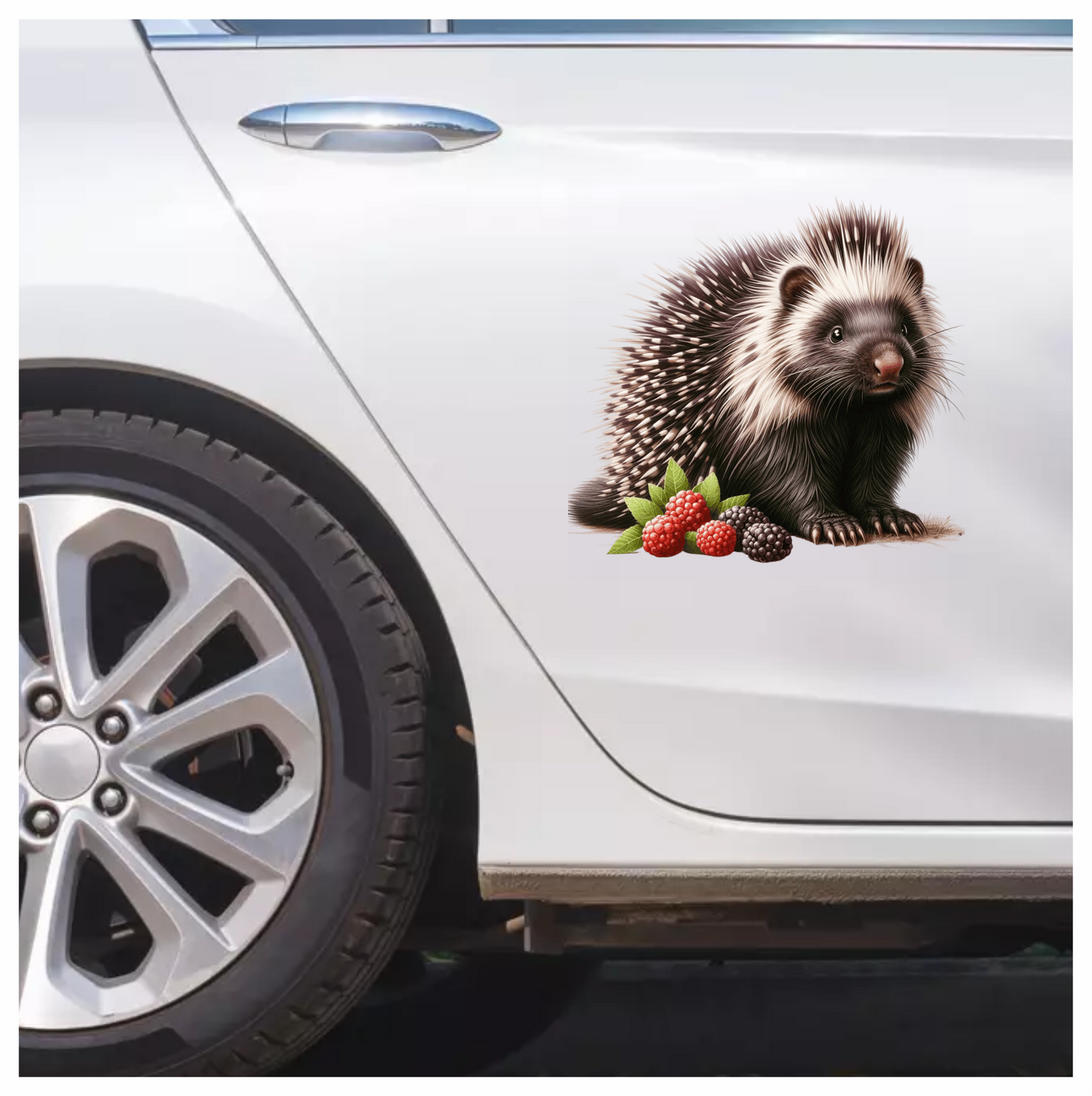 Black Porcupine Berries Leaves Blue Vinyl Sticker Decal