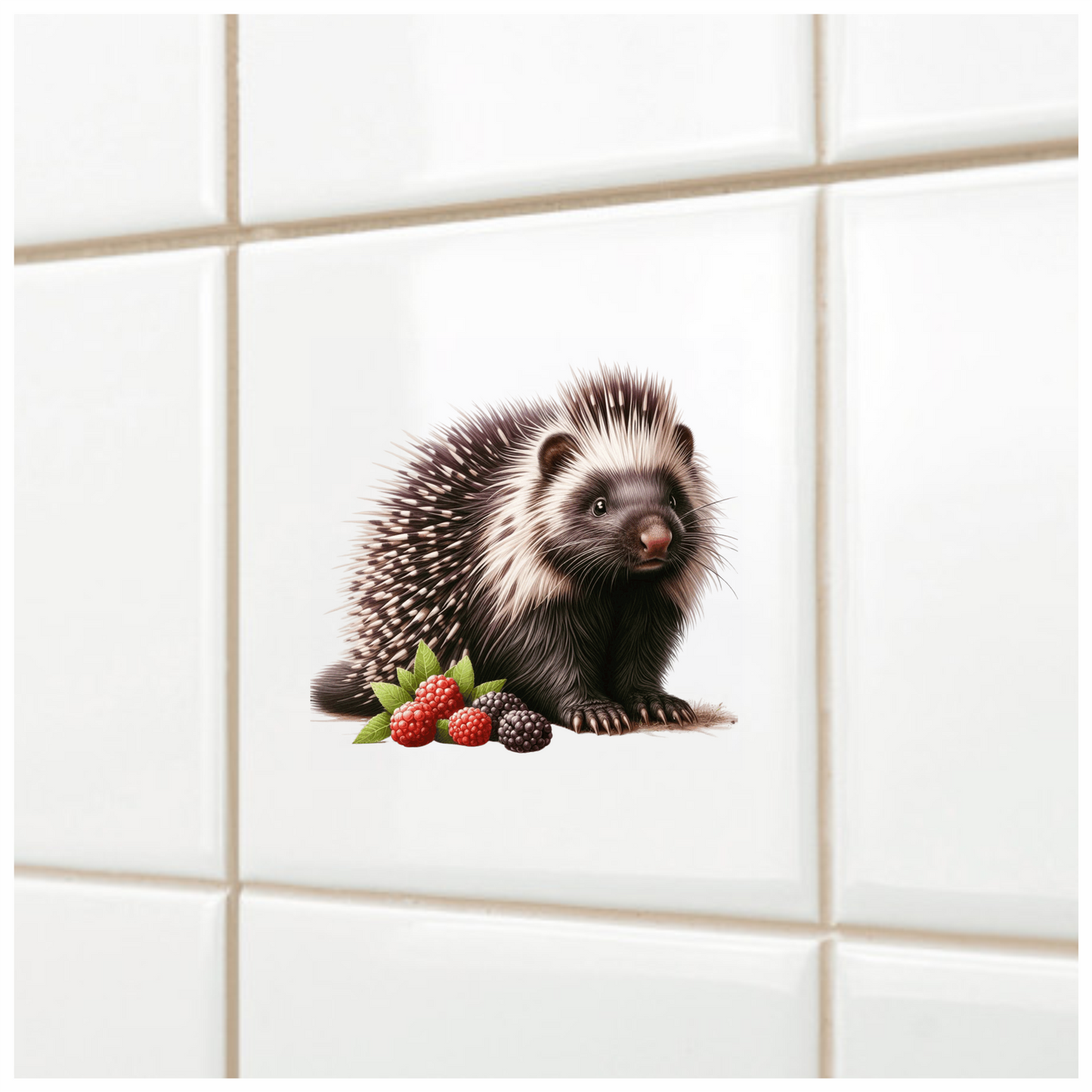 Black Porcupine Berries Leaves Blue Vinyl Sticker Decal