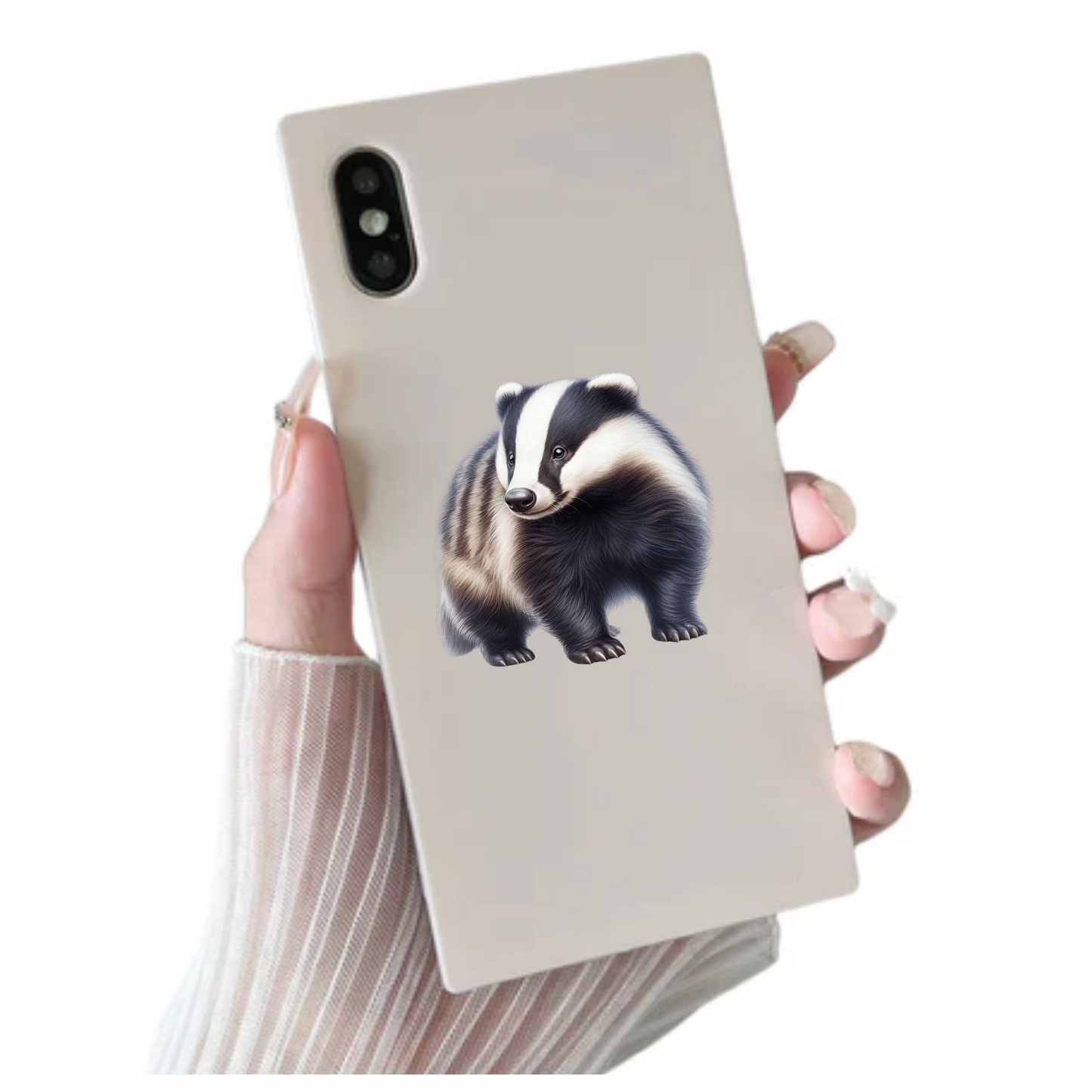 Black White Badger European Wildlife Vinyl Sticker Decal