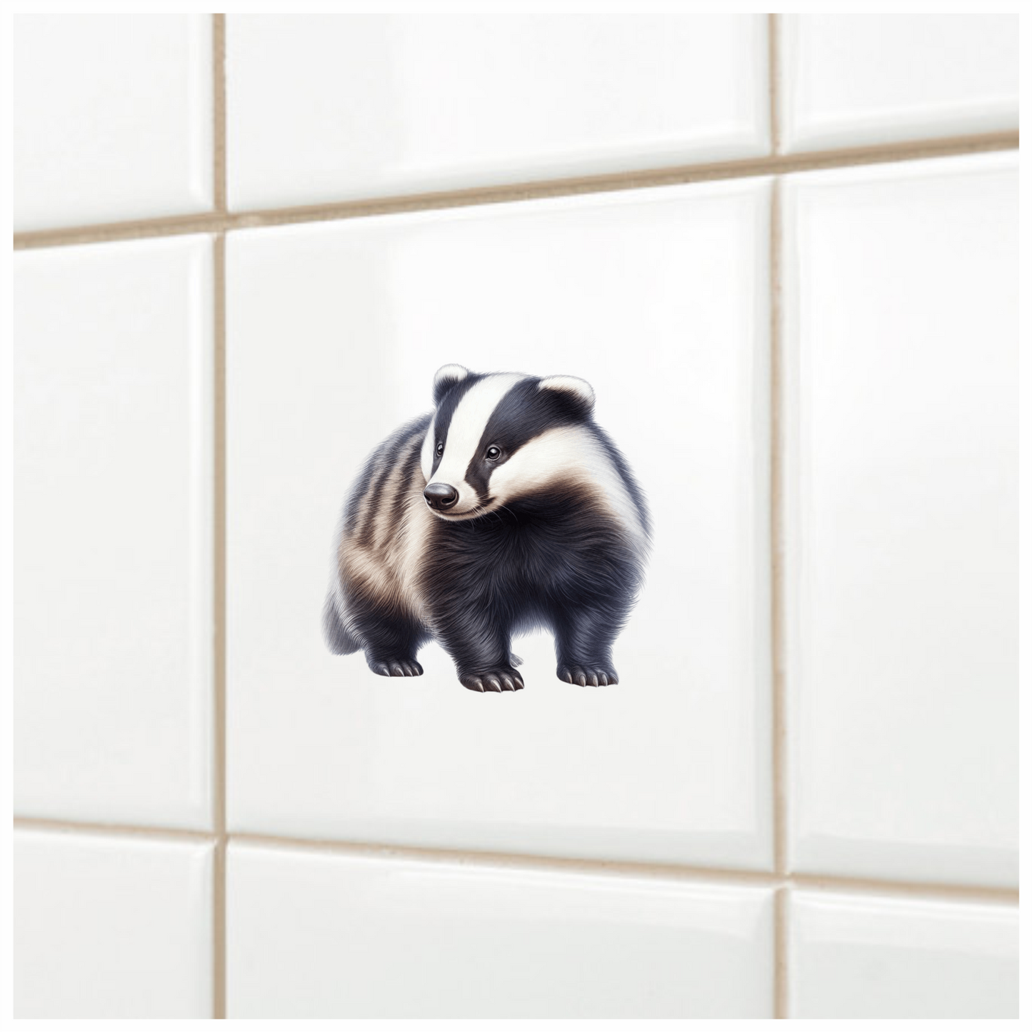 Black White Badger European Wildlife Vinyl Sticker Decal