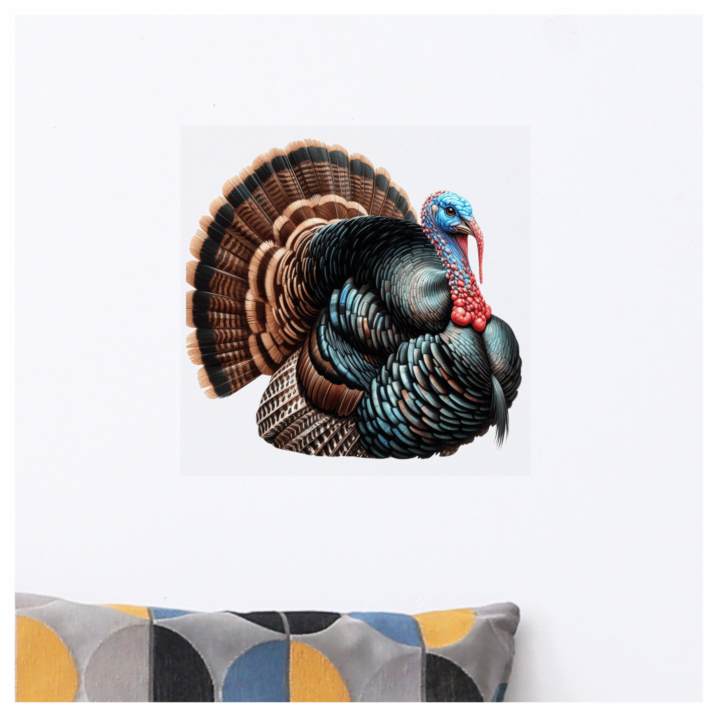 Blue Turkey Wild Bird Feathered Vinyl Sticker Decal