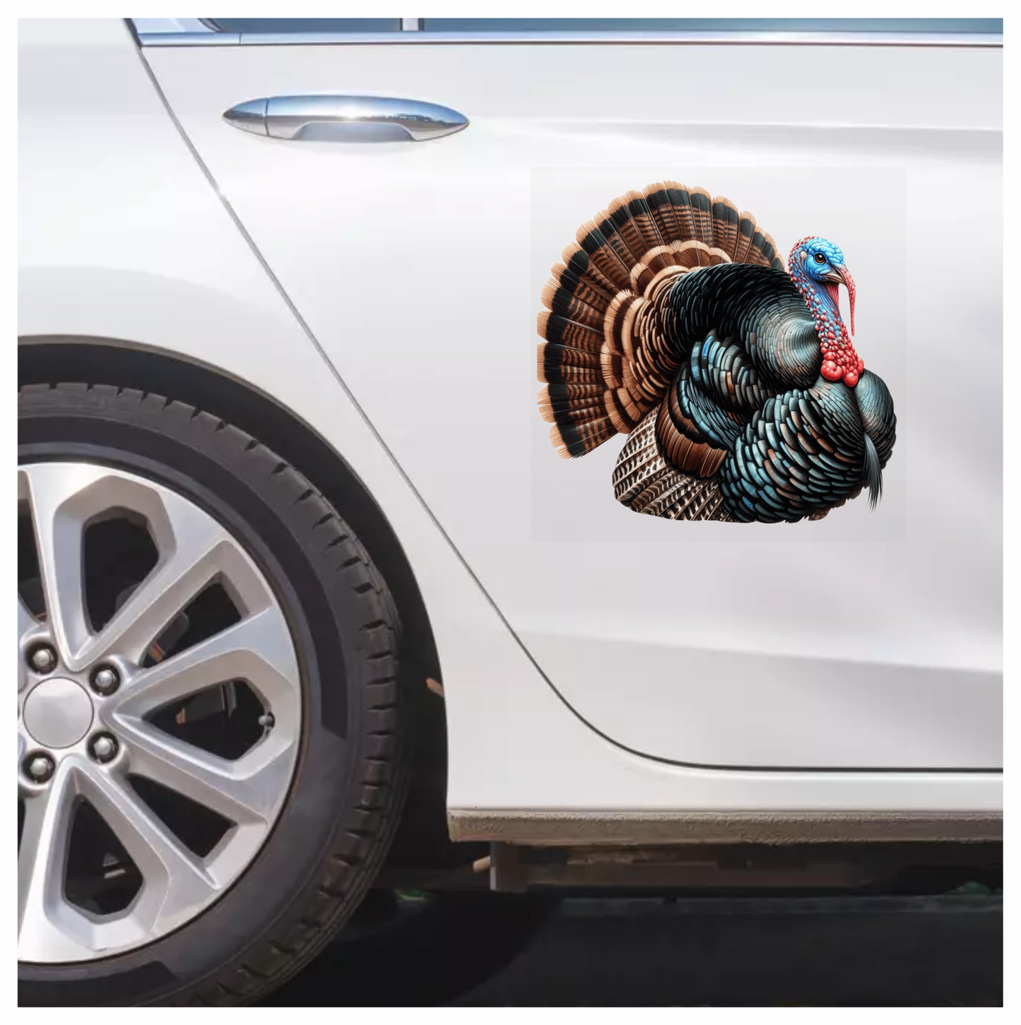 Blue Turkey Wild Bird Feathered Vinyl Sticker Decal