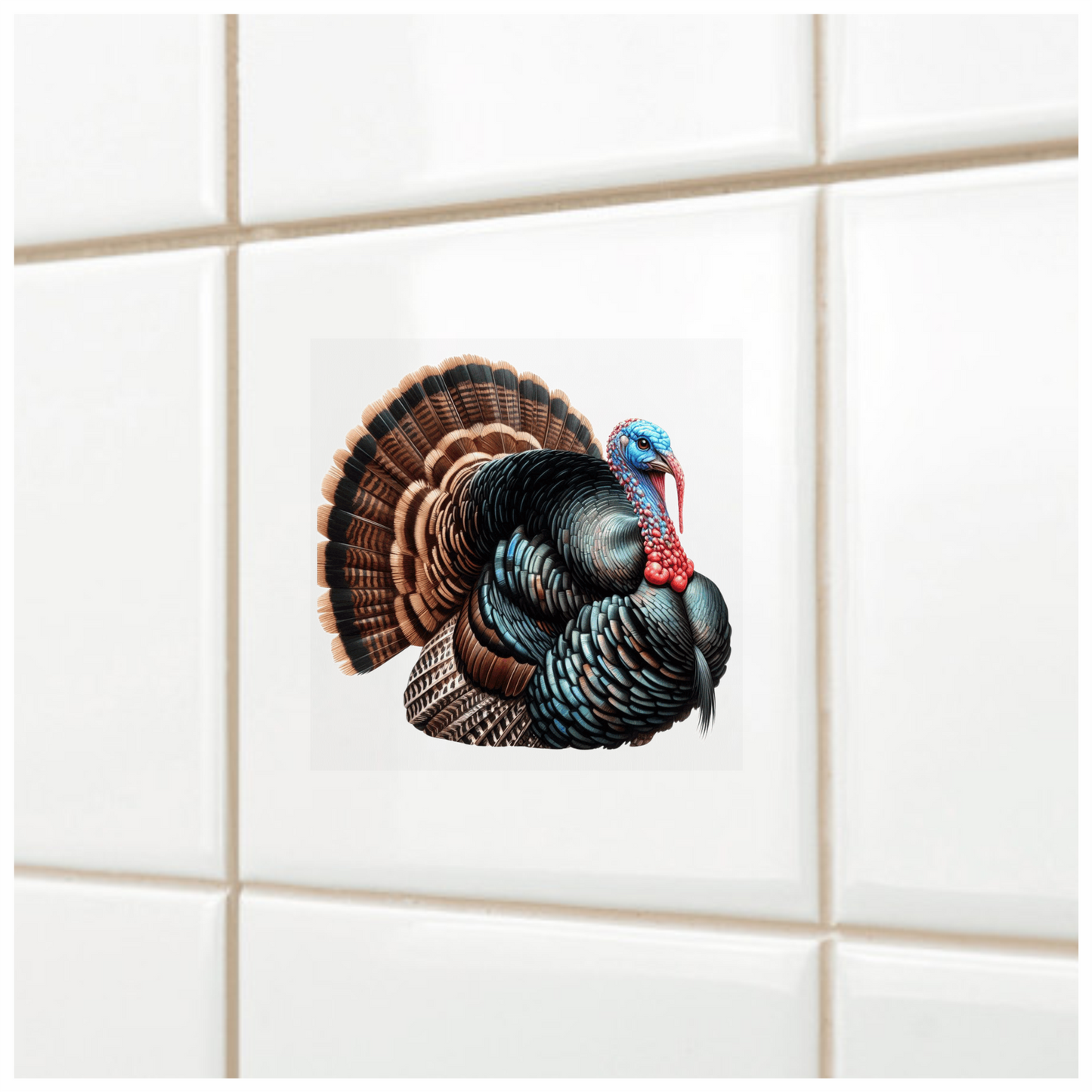 Blue Turkey Wild Bird Feathered Vinyl Sticker Decal