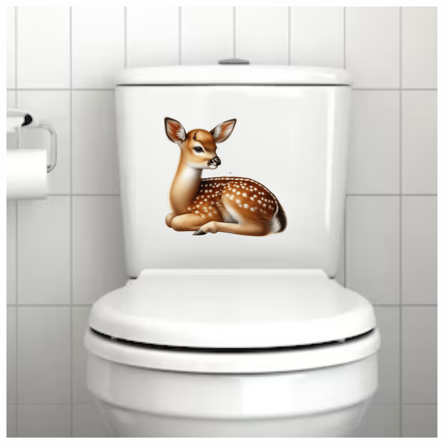 Brown Baby Deer Fawn Sitting Vinyl Sticker Decal