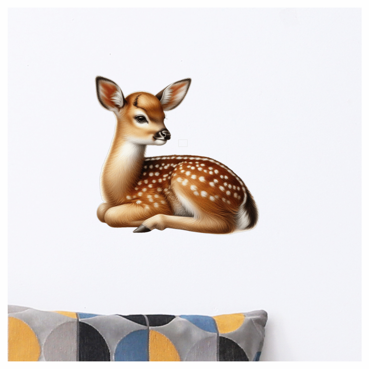 Brown Baby Deer Fawn Sitting Vinyl Sticker Decal