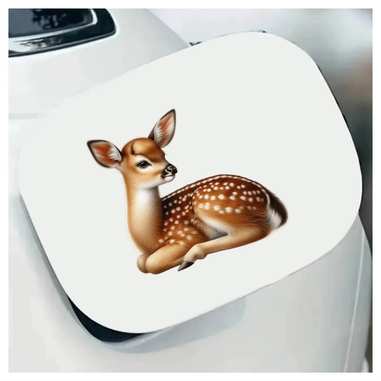 Brown Baby Deer Fawn Sitting Vinyl Sticker Decal
