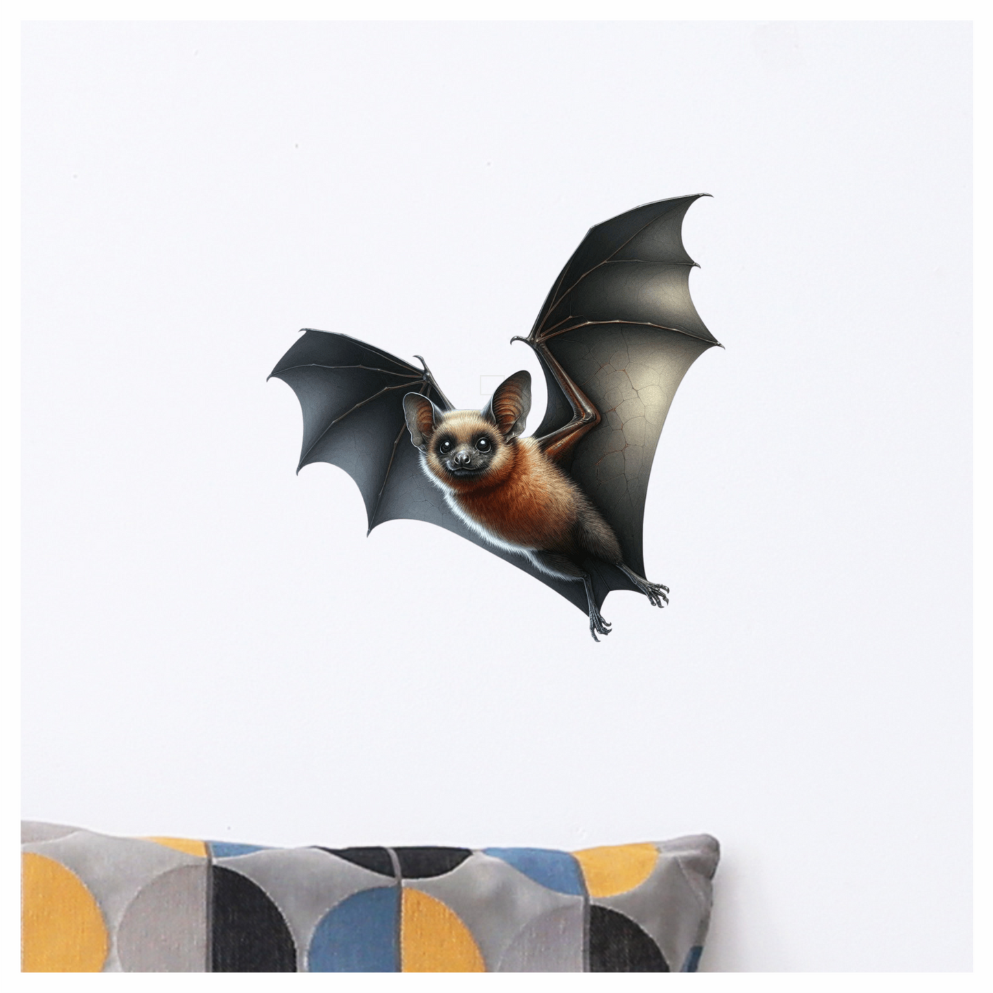 Brown Bat Flying Wings Spread Vinyl Sticker Decal