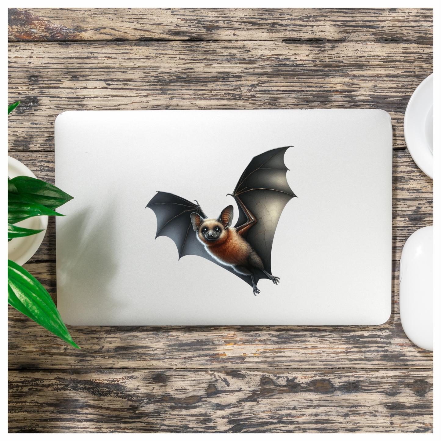 Brown Bat Flying Wings Spread Vinyl Sticker Decal