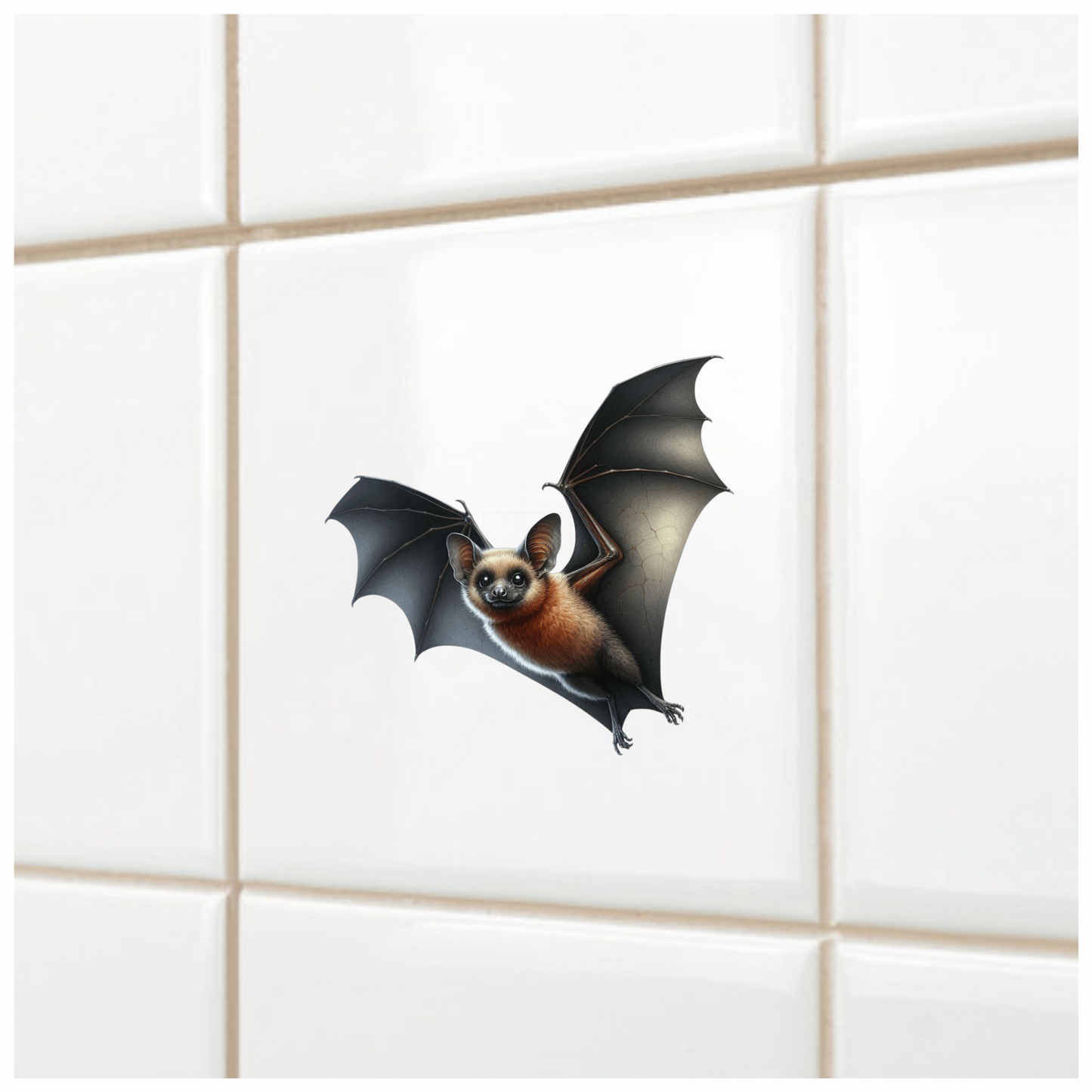 Brown Bat Flying Wings Spread Vinyl Sticker Decal