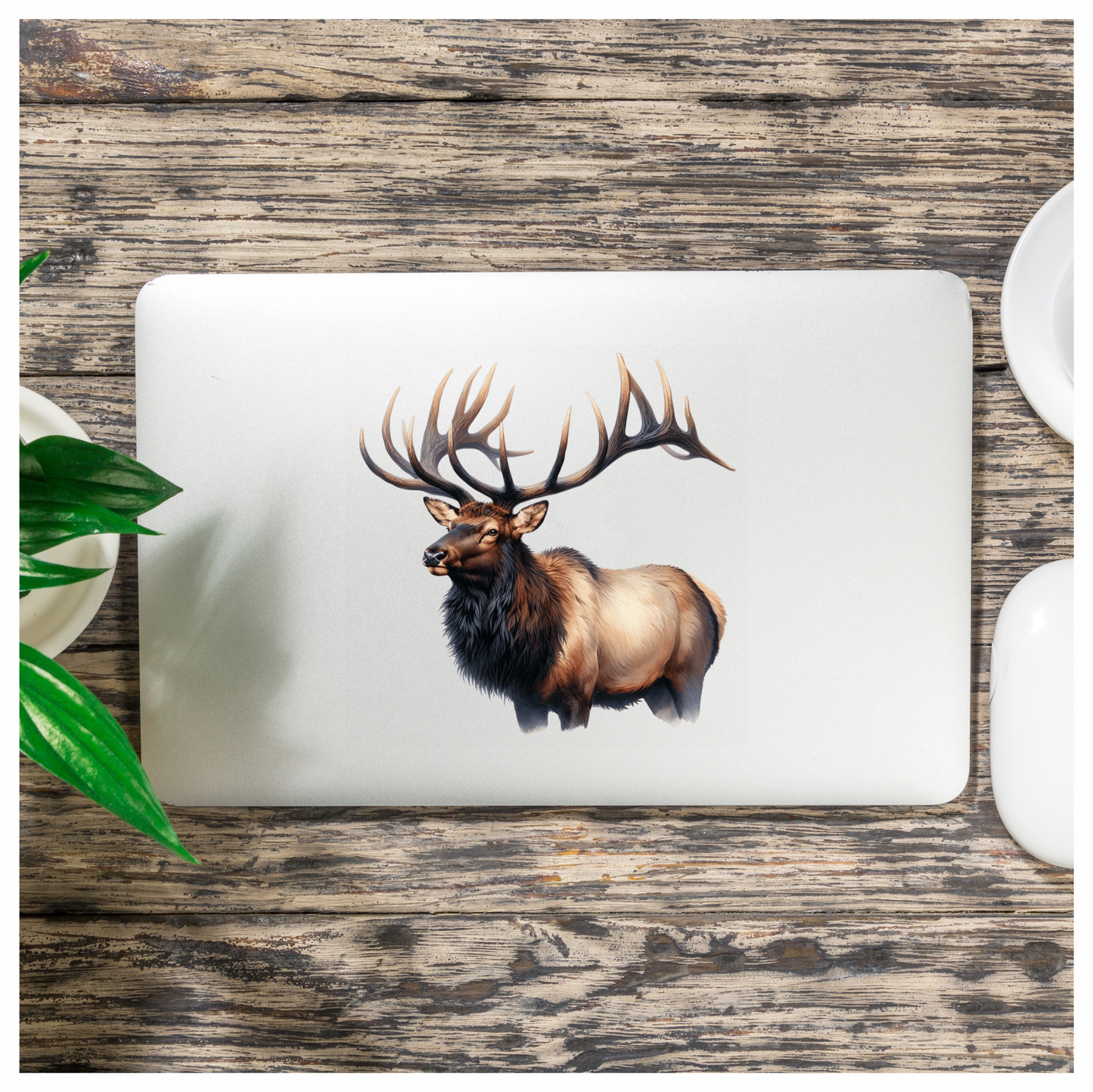 Elk Brown Antlers Fur Animal Vinyl Sticker Decal