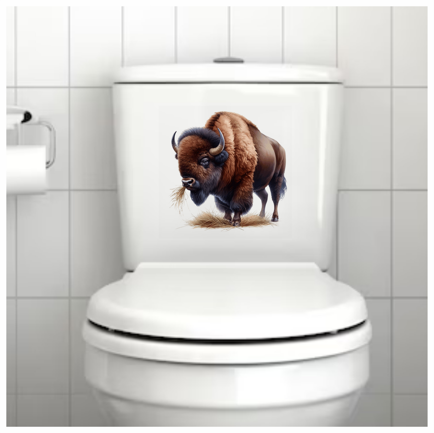 Bison Brown Animal Grazing Hay Vinyl Sticker Decal