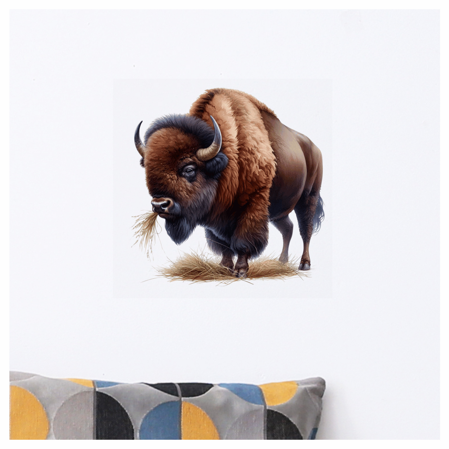 Bison Brown Animal Grazing Hay Vinyl Sticker Decal