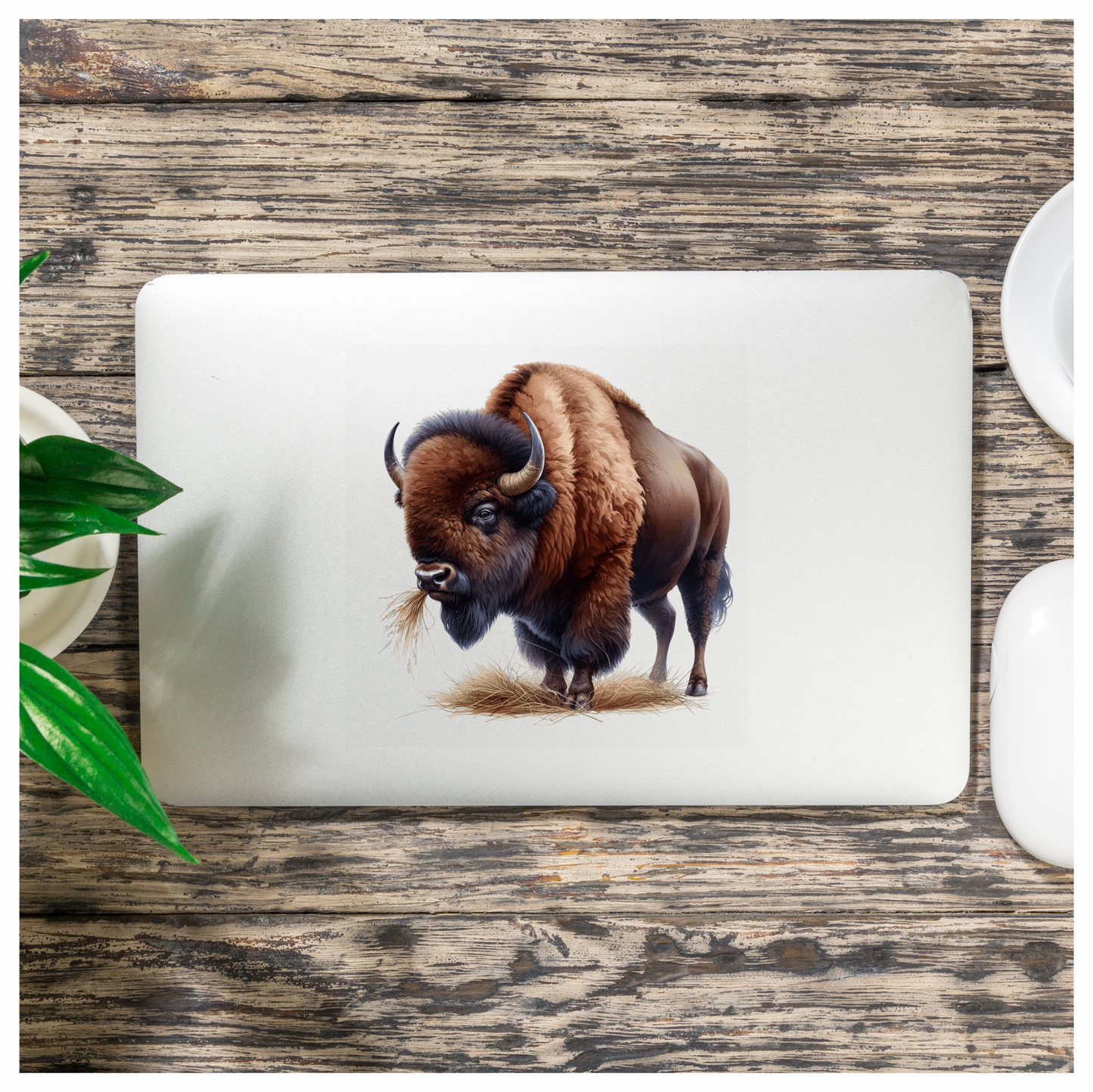 Bison Brown Animal Grazing Hay Vinyl Sticker Decal