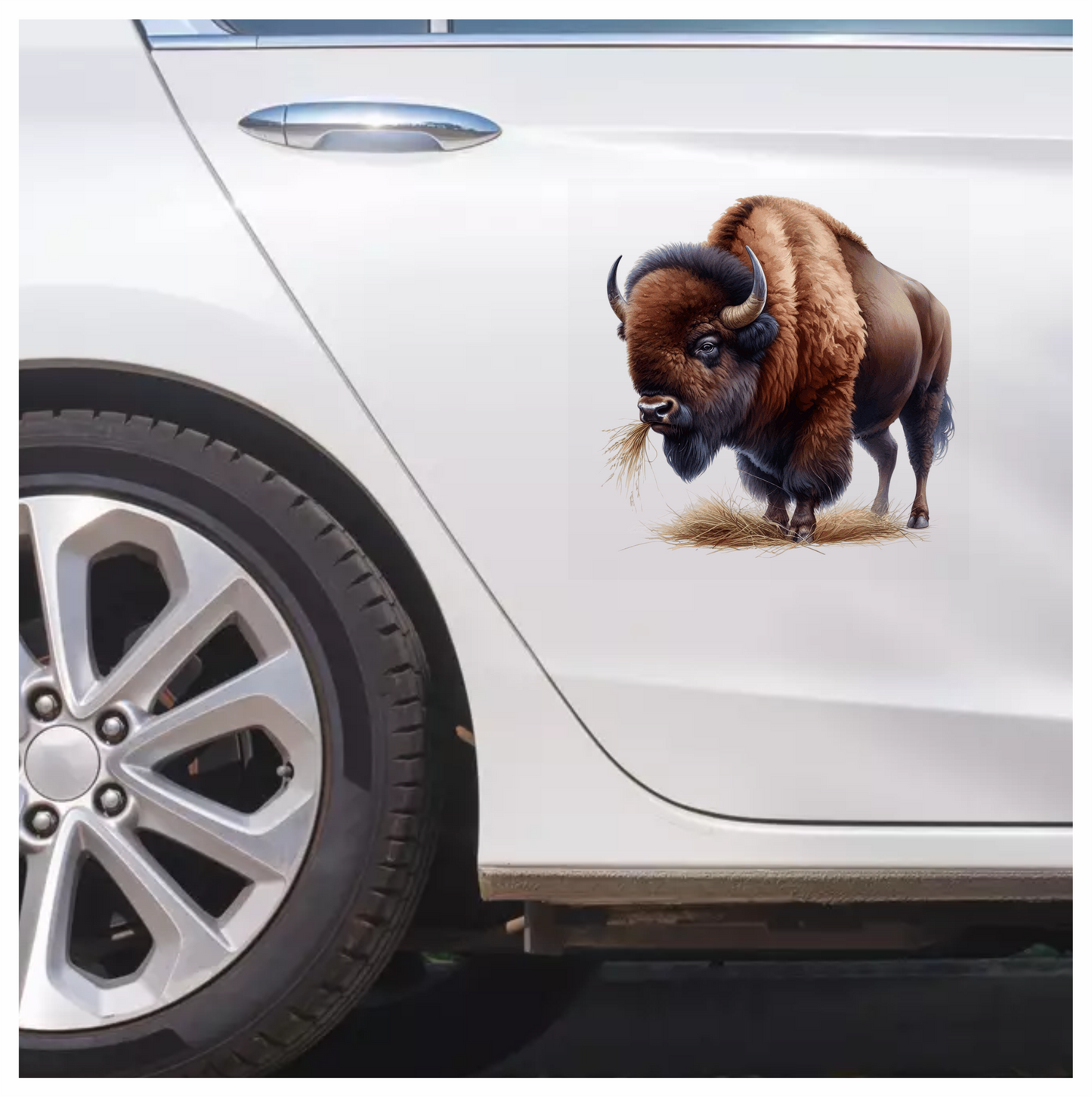 Bison Brown Animal Grazing Hay Vinyl Sticker Decal