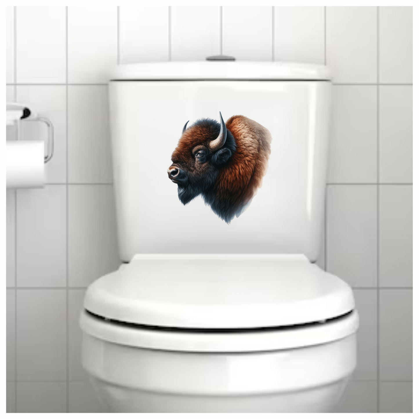 Bison Brown Fur Head Vinyl Sticker Decal