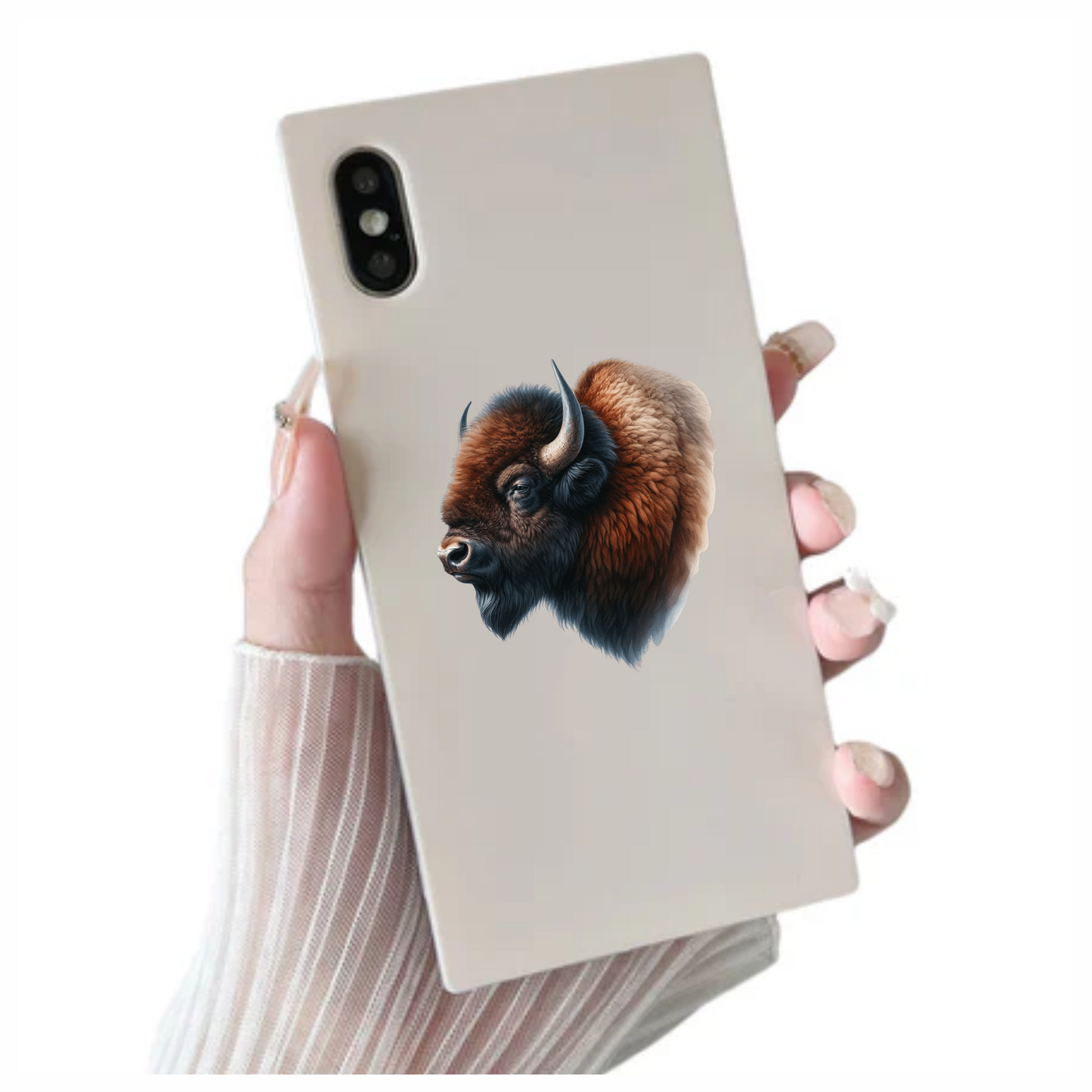 Bison Brown Fur Head Vinyl Sticker Decal