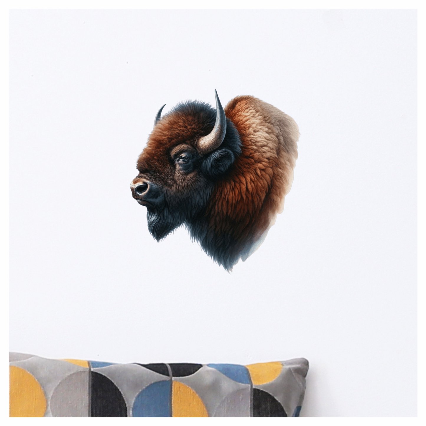 Bison Brown Fur Head Vinyl Sticker Decal