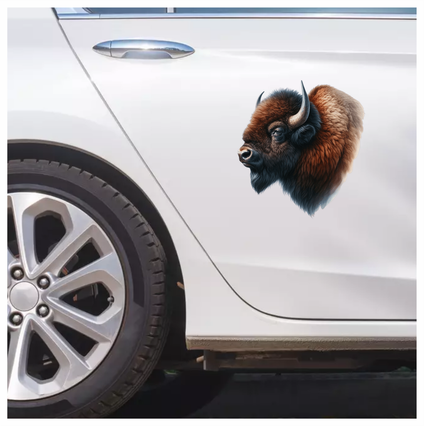 Bison Brown Fur Head Vinyl Sticker Decal