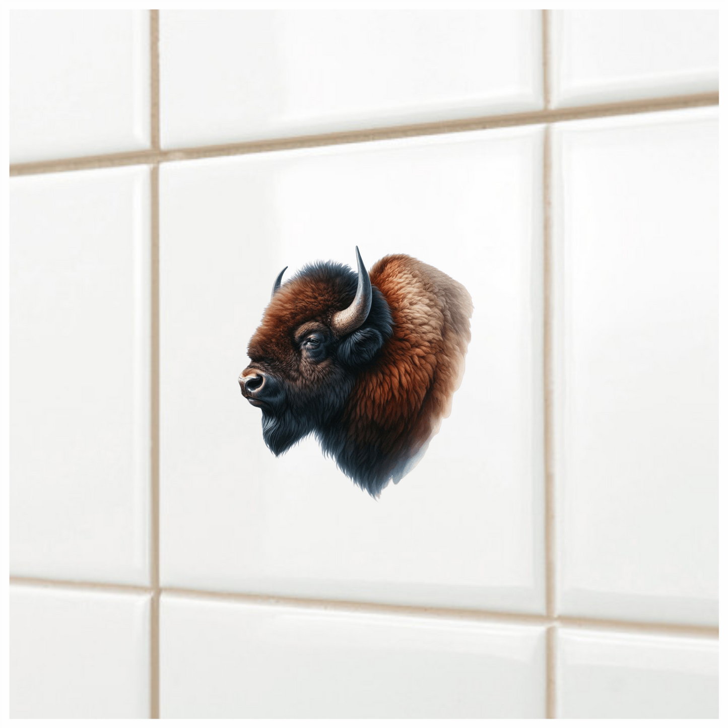 Bison Brown Fur Head Vinyl Sticker Decal