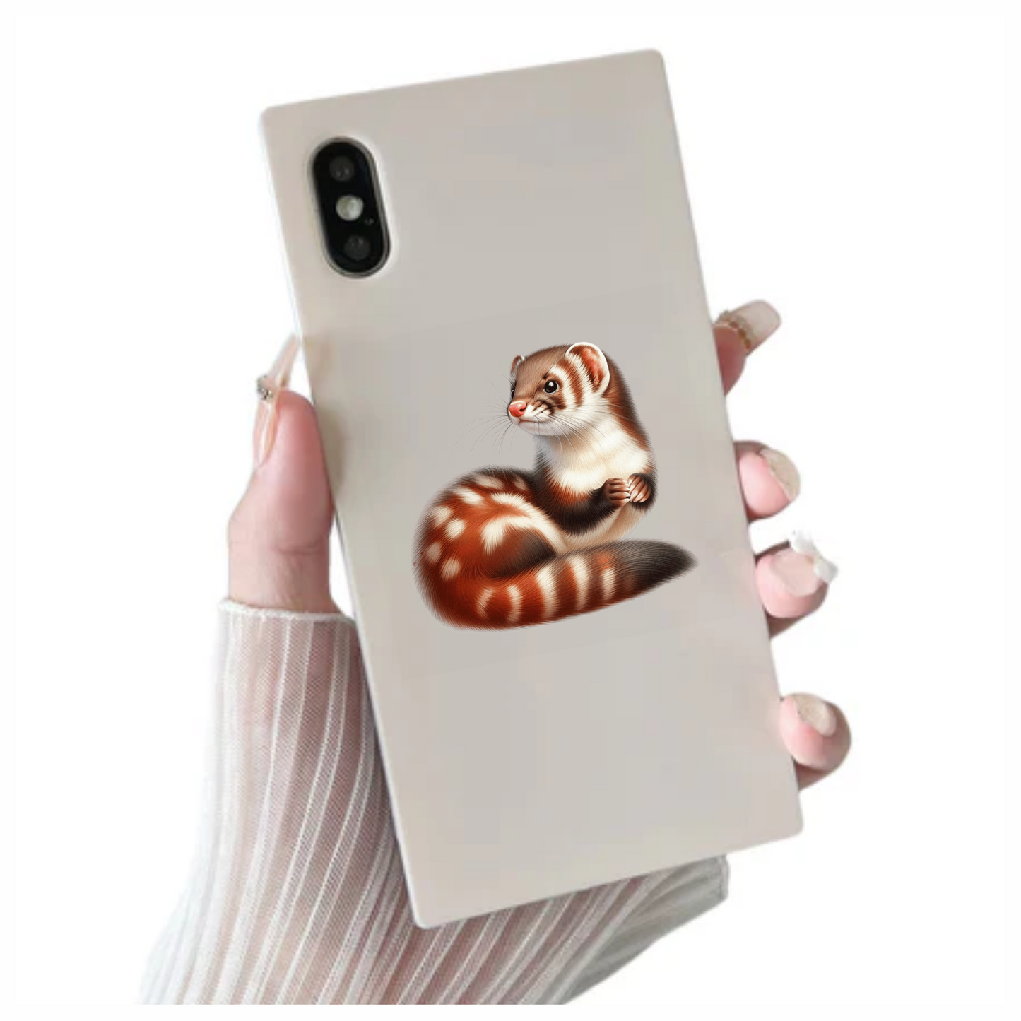 Ferret Brown Stripes White Fur Vinyl Sticker Decal