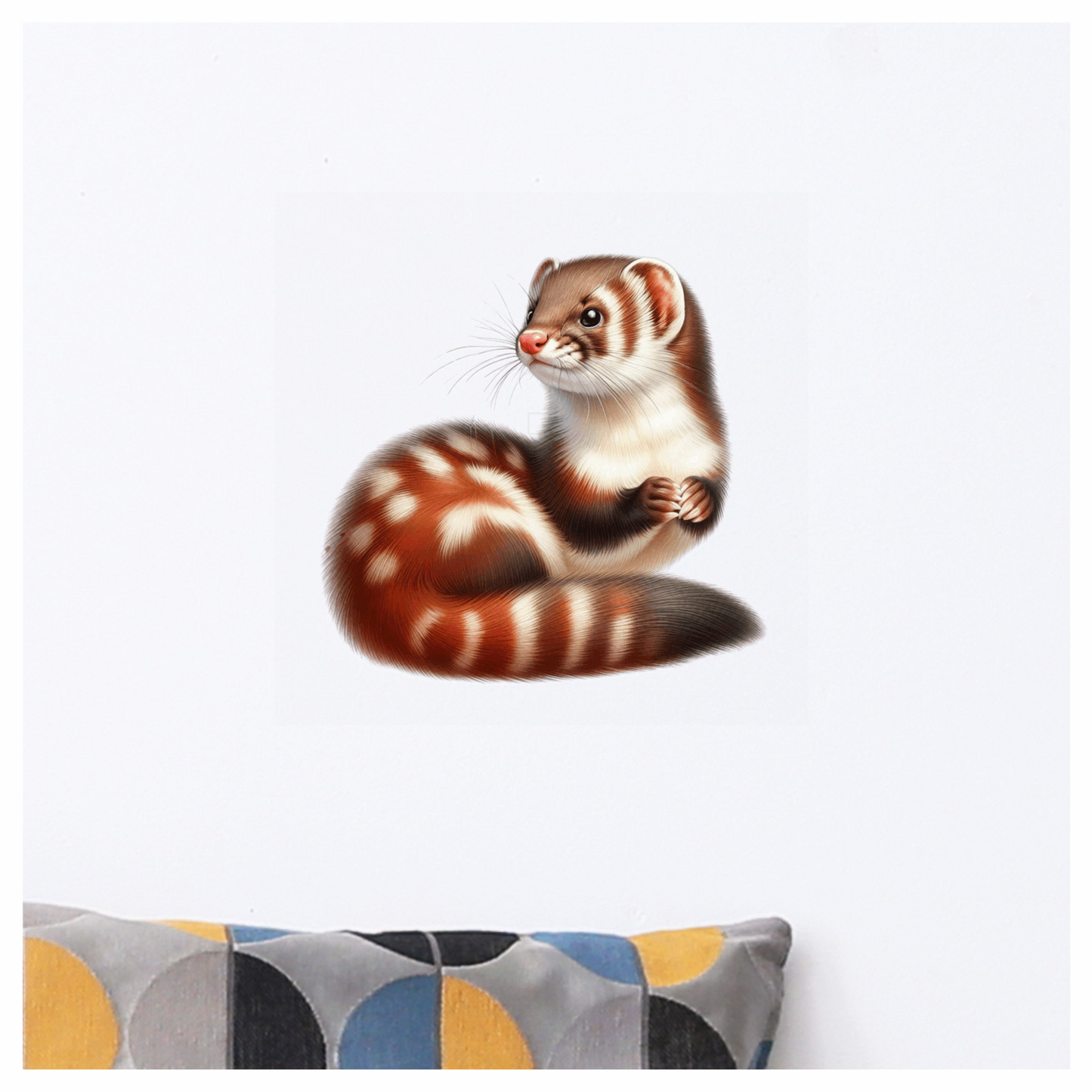 Ferret Brown Stripes White Fur Vinyl Sticker Decal