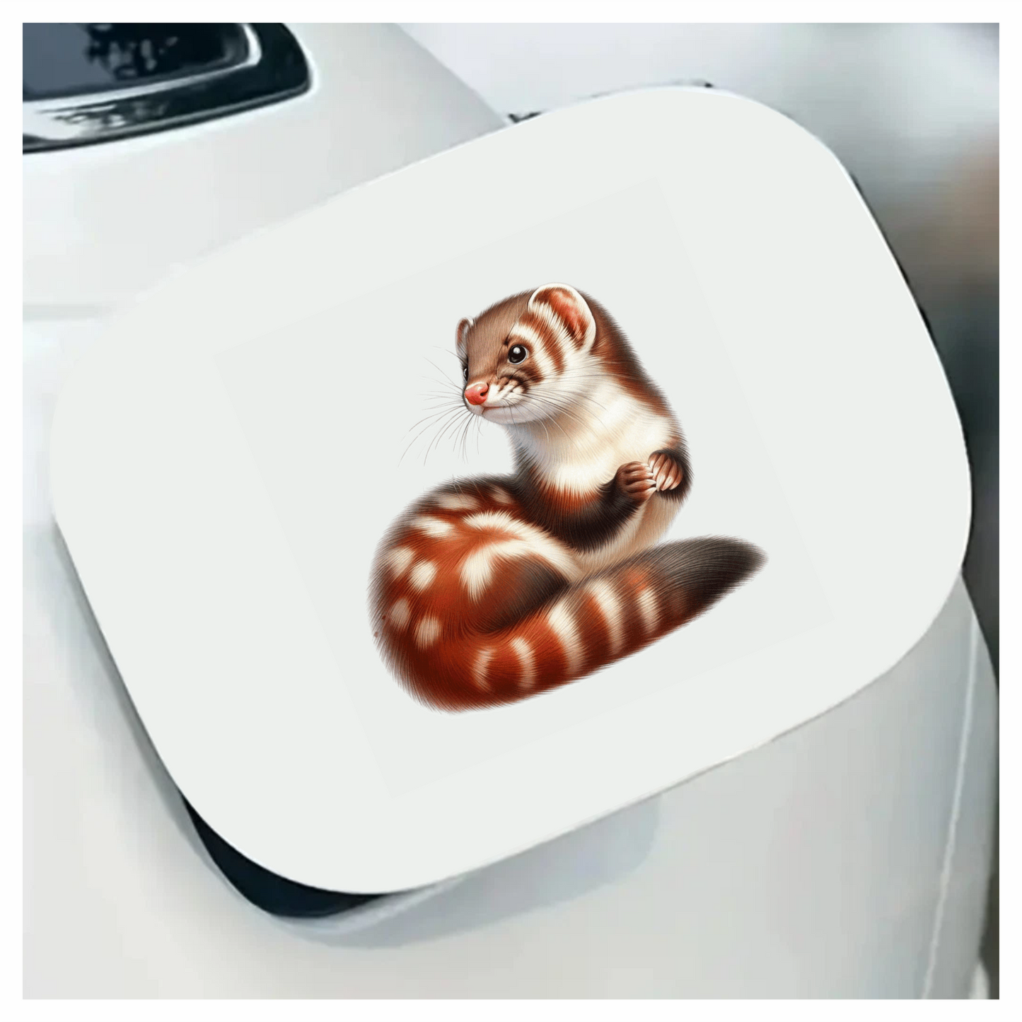 Ferret Brown Stripes White Fur Vinyl Sticker Decal
