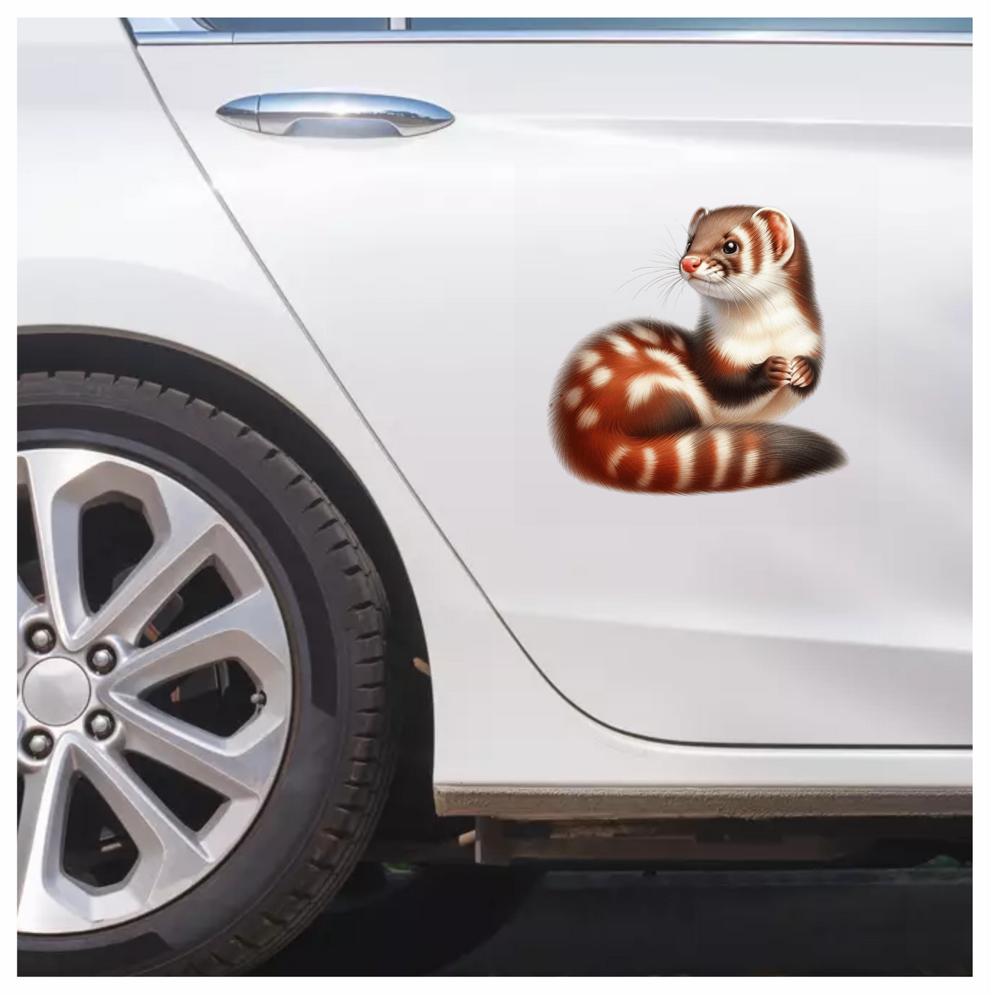 Ferret Brown Stripes White Fur Vinyl Sticker Decal