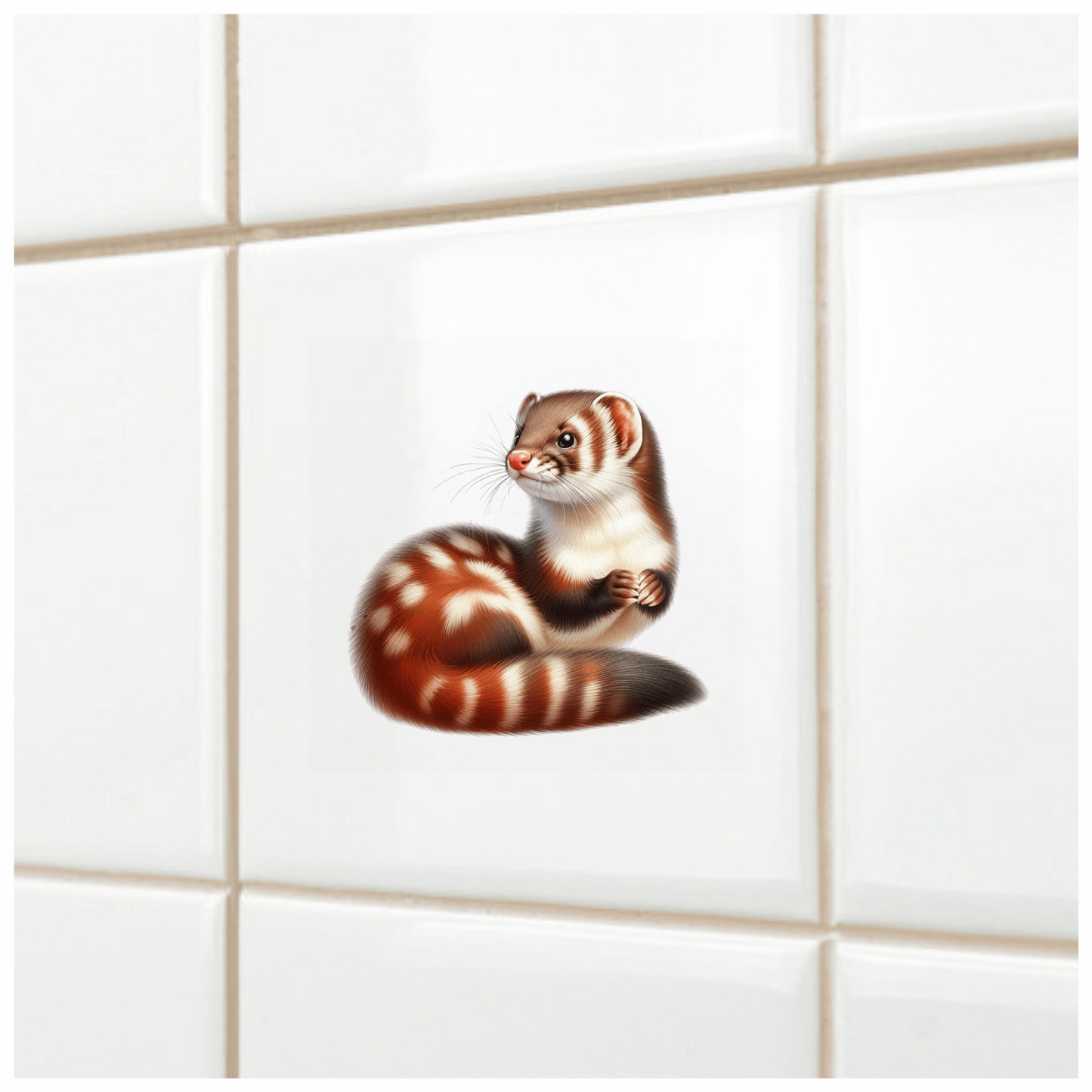 Ferret Brown Stripes White Fur Vinyl Sticker Decal
