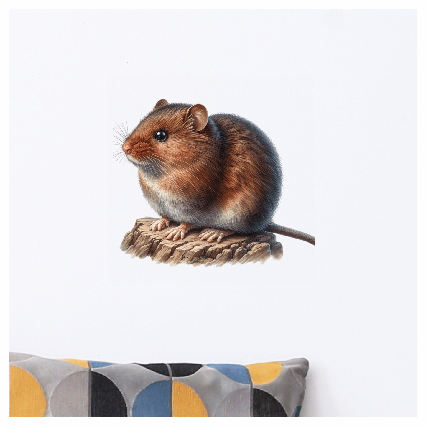 Brown Mouse On Wood Vinyl Sticker Decal