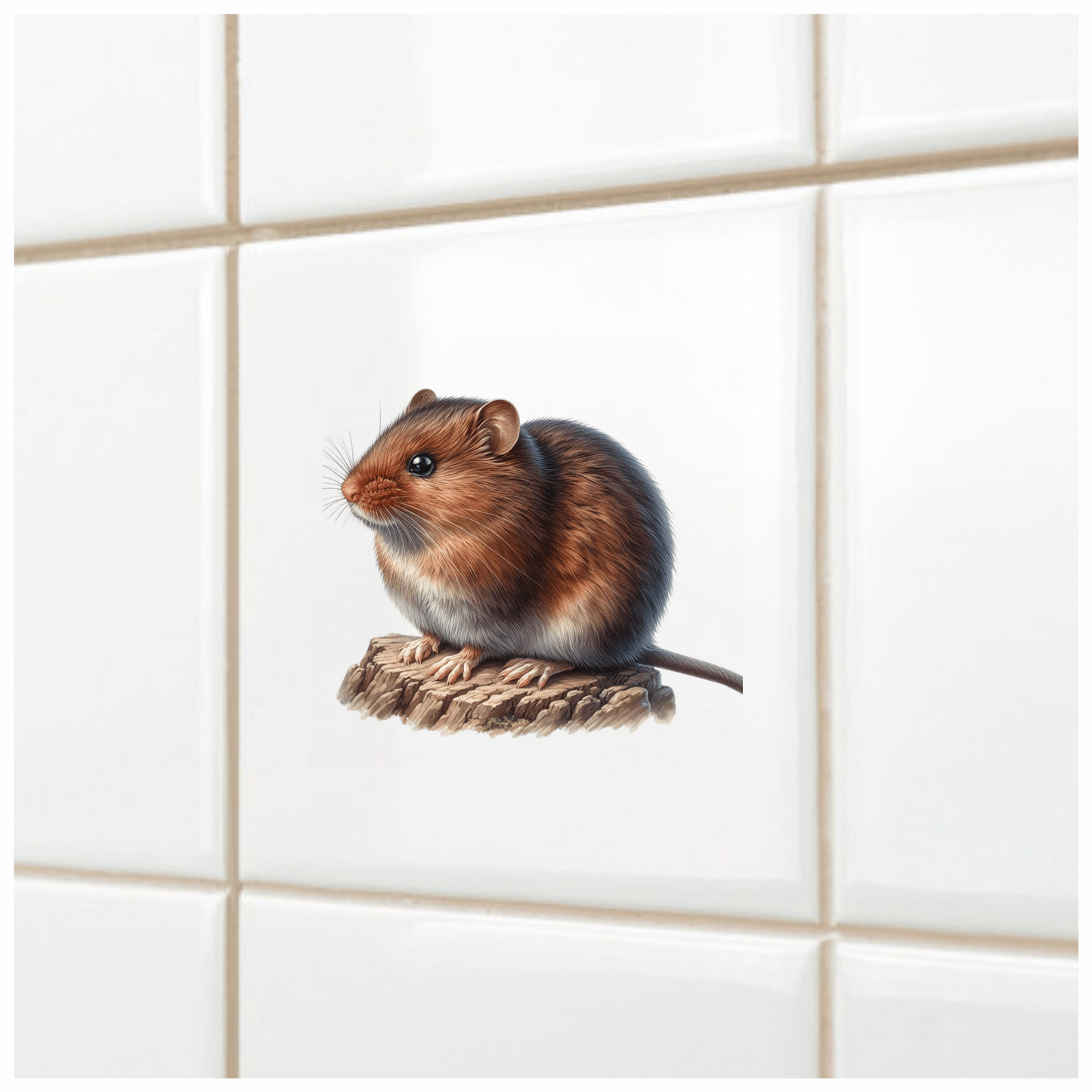Brown Mouse On Wood Vinyl Sticker Decal