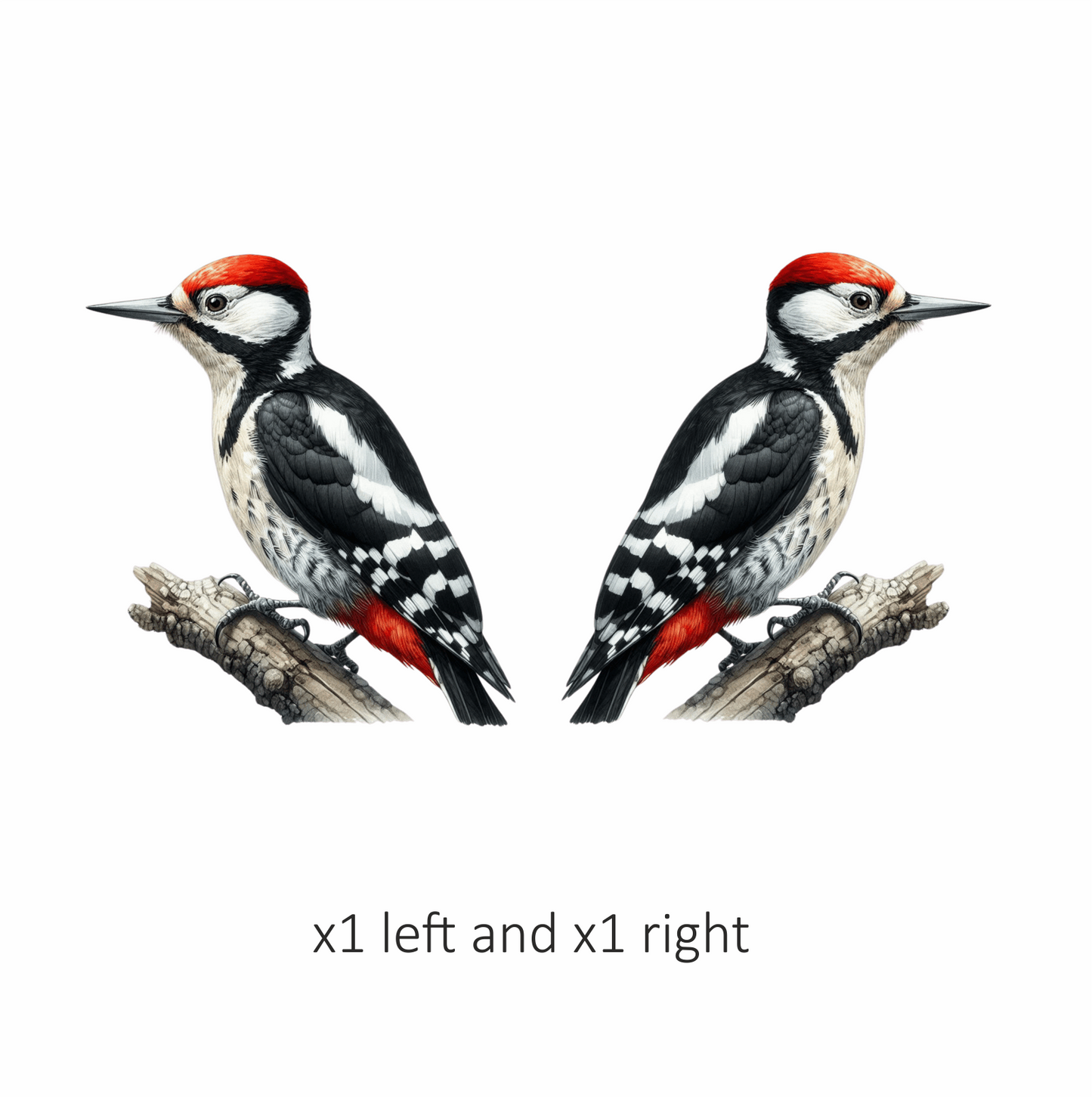 Woodpecker Red White Black Tree Vinyl Sticker Decal