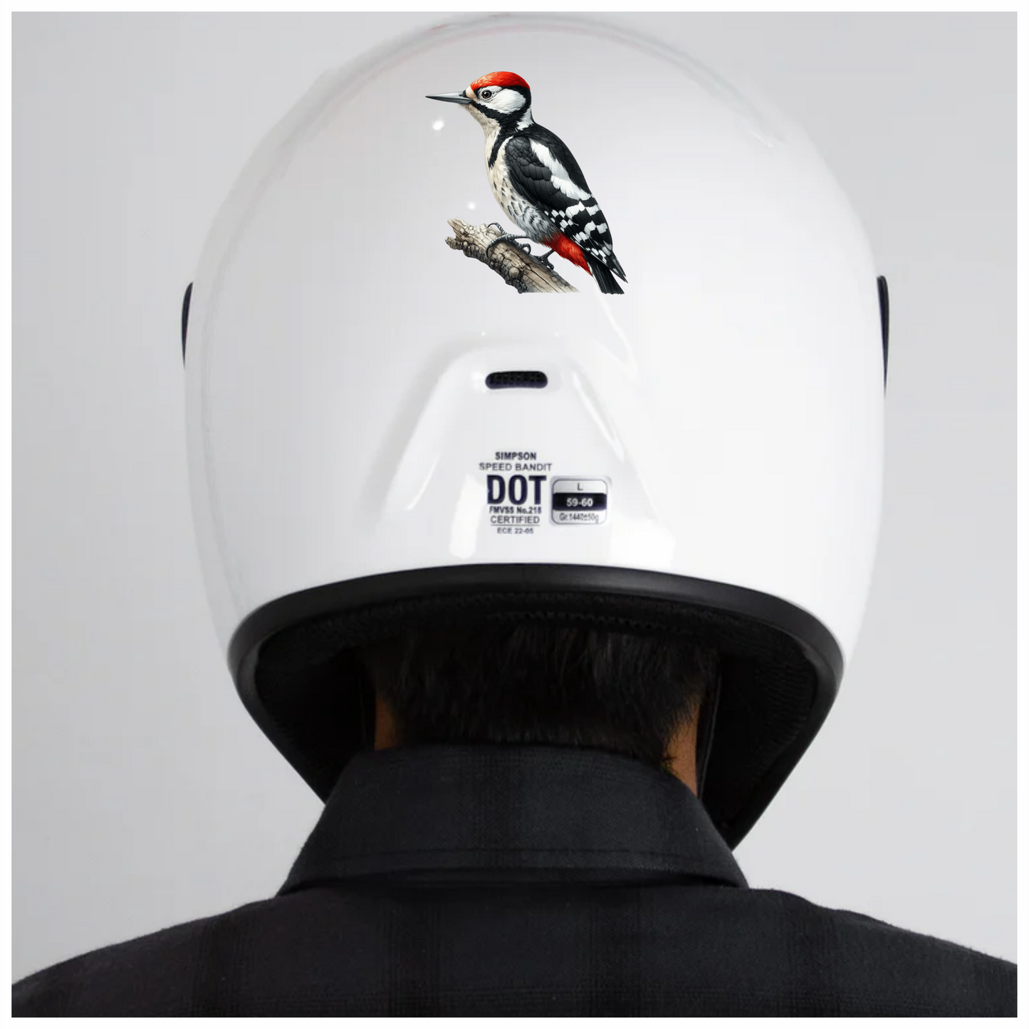 Woodpecker Red White Black Tree Vinyl Sticker Decal