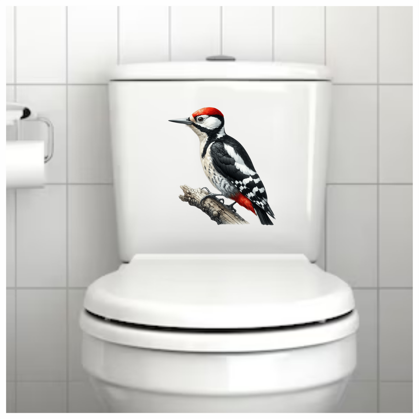 Woodpecker Red White Black Tree Vinyl Sticker Decal