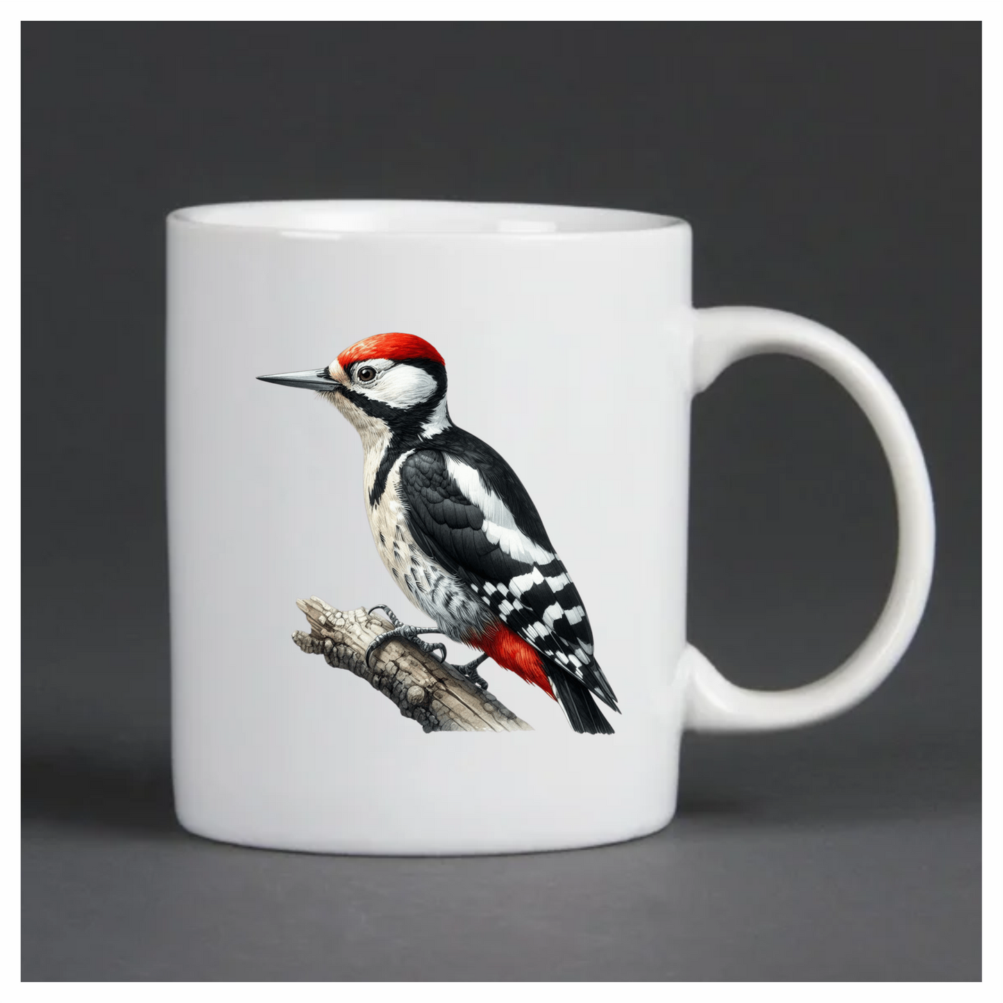 Woodpecker Red White Black Tree Vinyl Sticker Decal