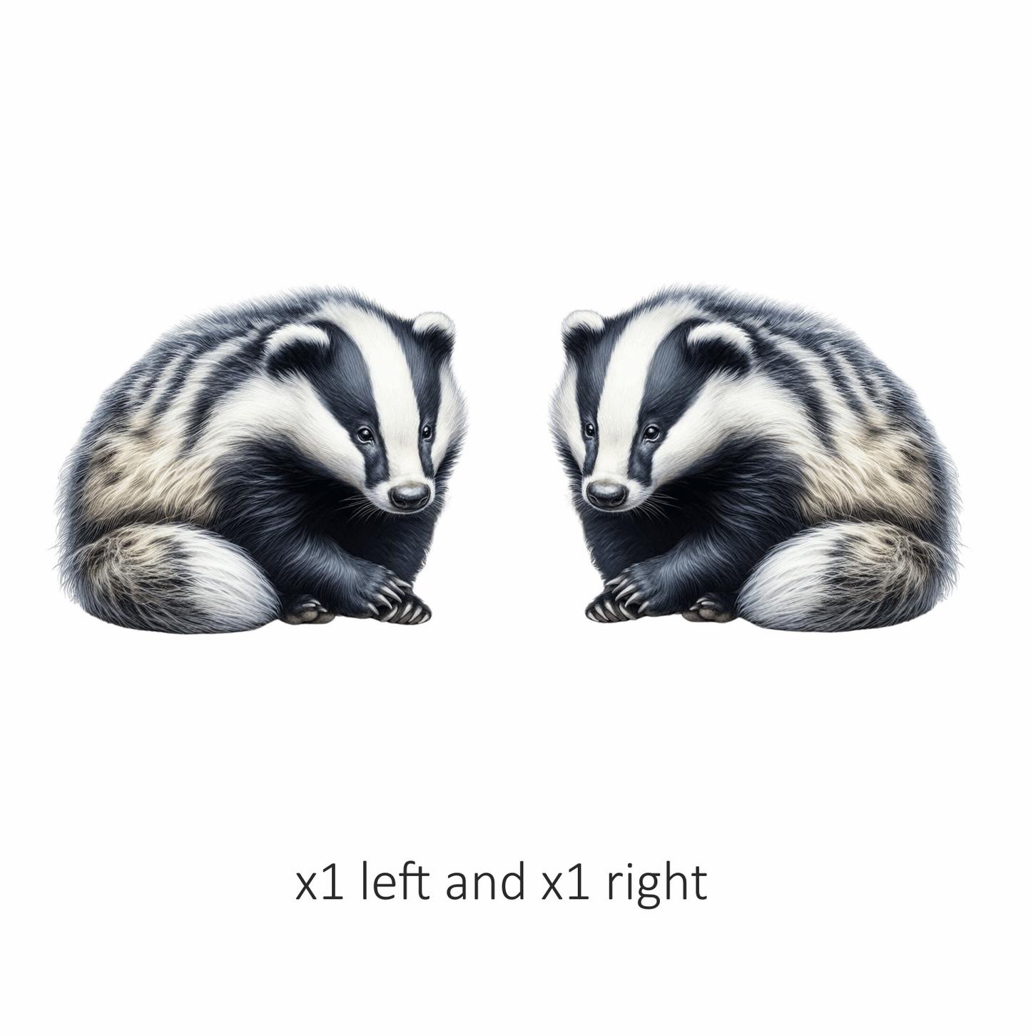 Badger Black White Fur Sitting Vinyl Sticker Decal