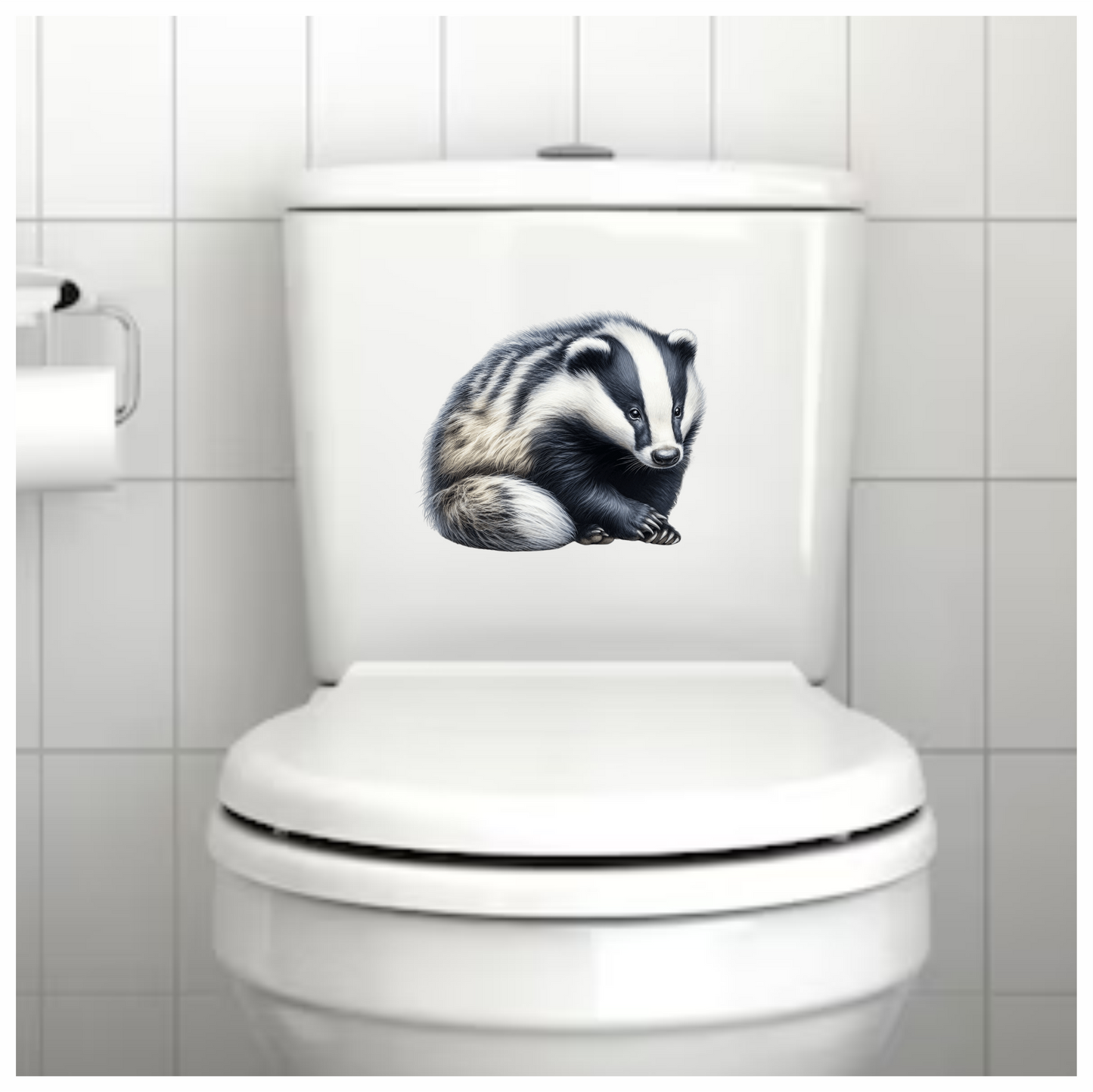 Badger Black White Fur Sitting Vinyl Sticker Decal