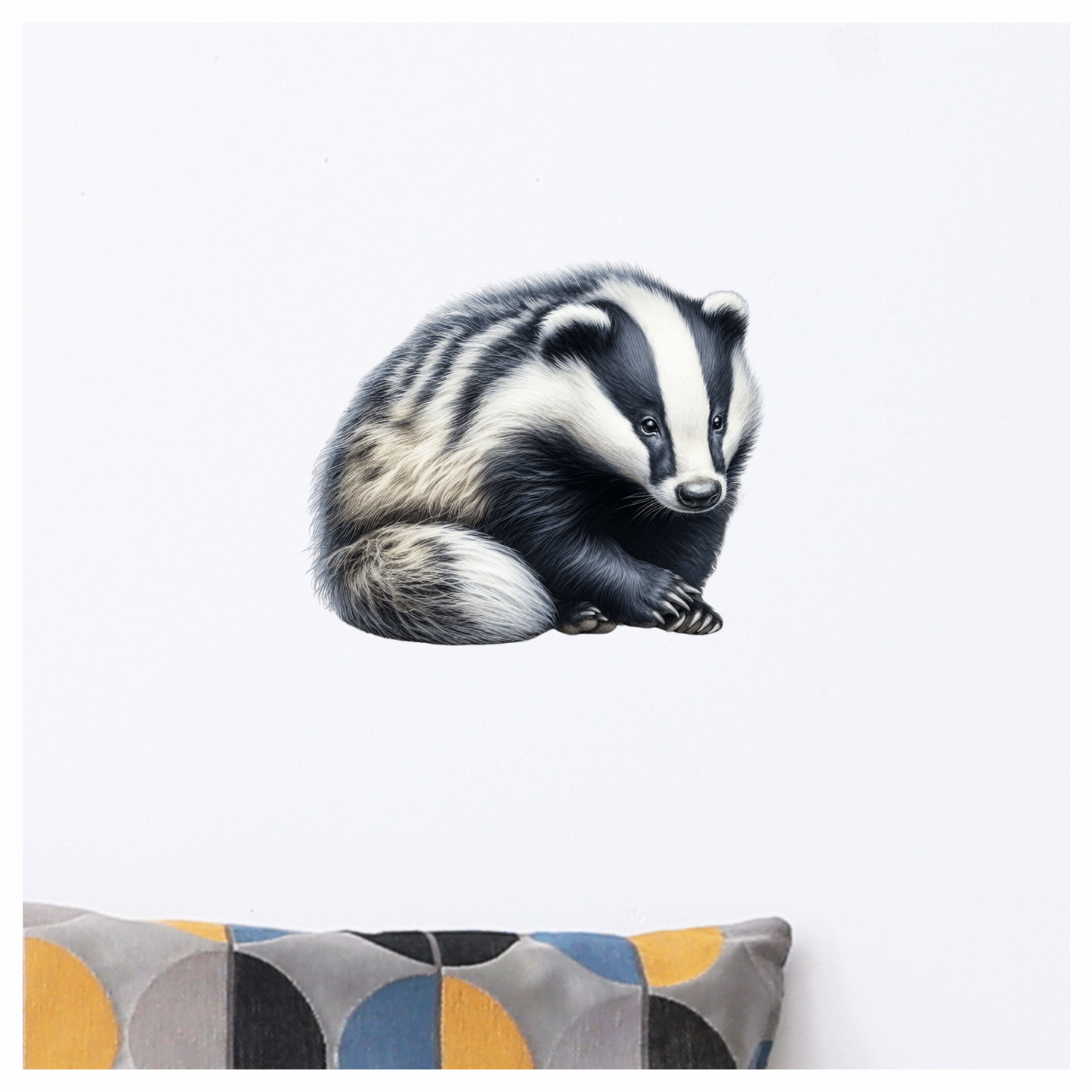 Badger Black White Fur Sitting Vinyl Sticker Decal