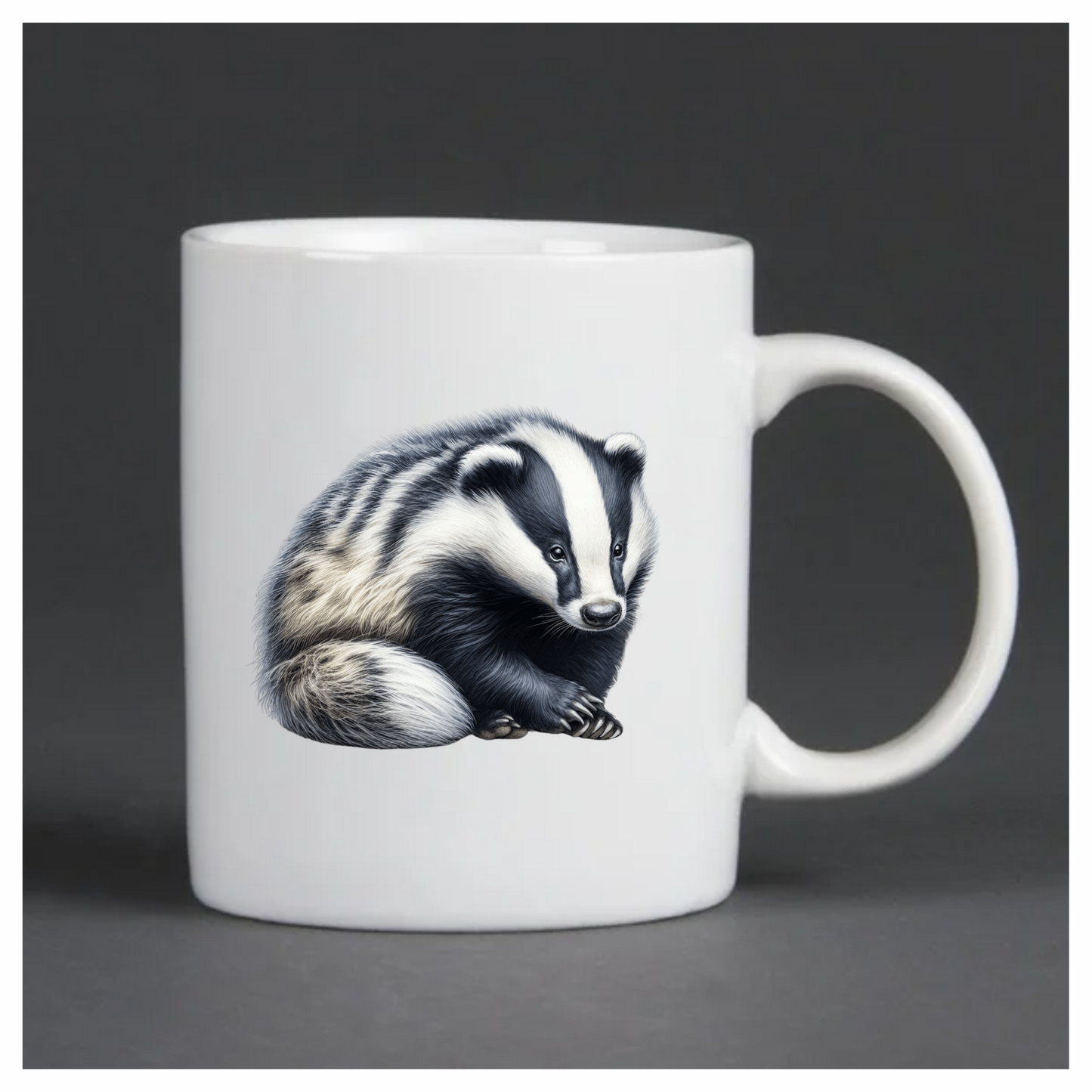Badger Black White Fur Sitting Vinyl Sticker Decal