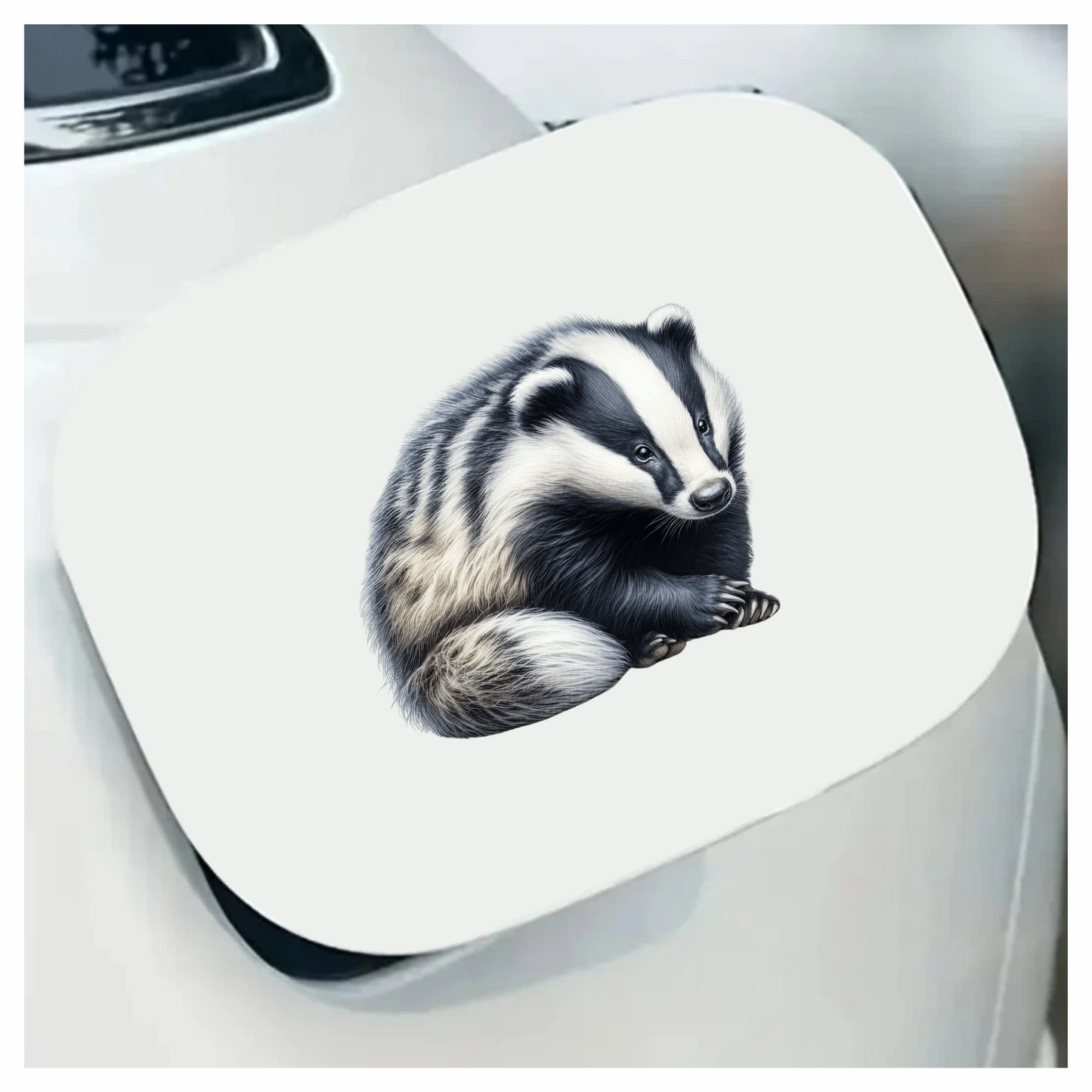 Badger Black White Fur Sitting Vinyl Sticker Decal