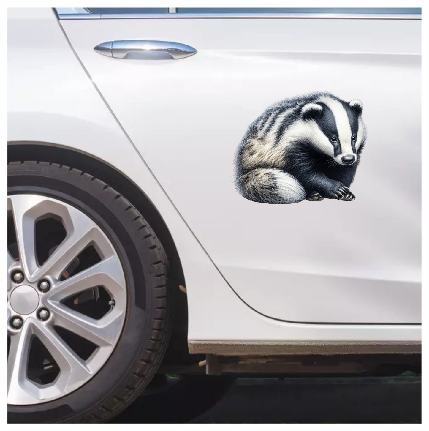 Badger Black White Fur Sitting Vinyl Sticker Decal