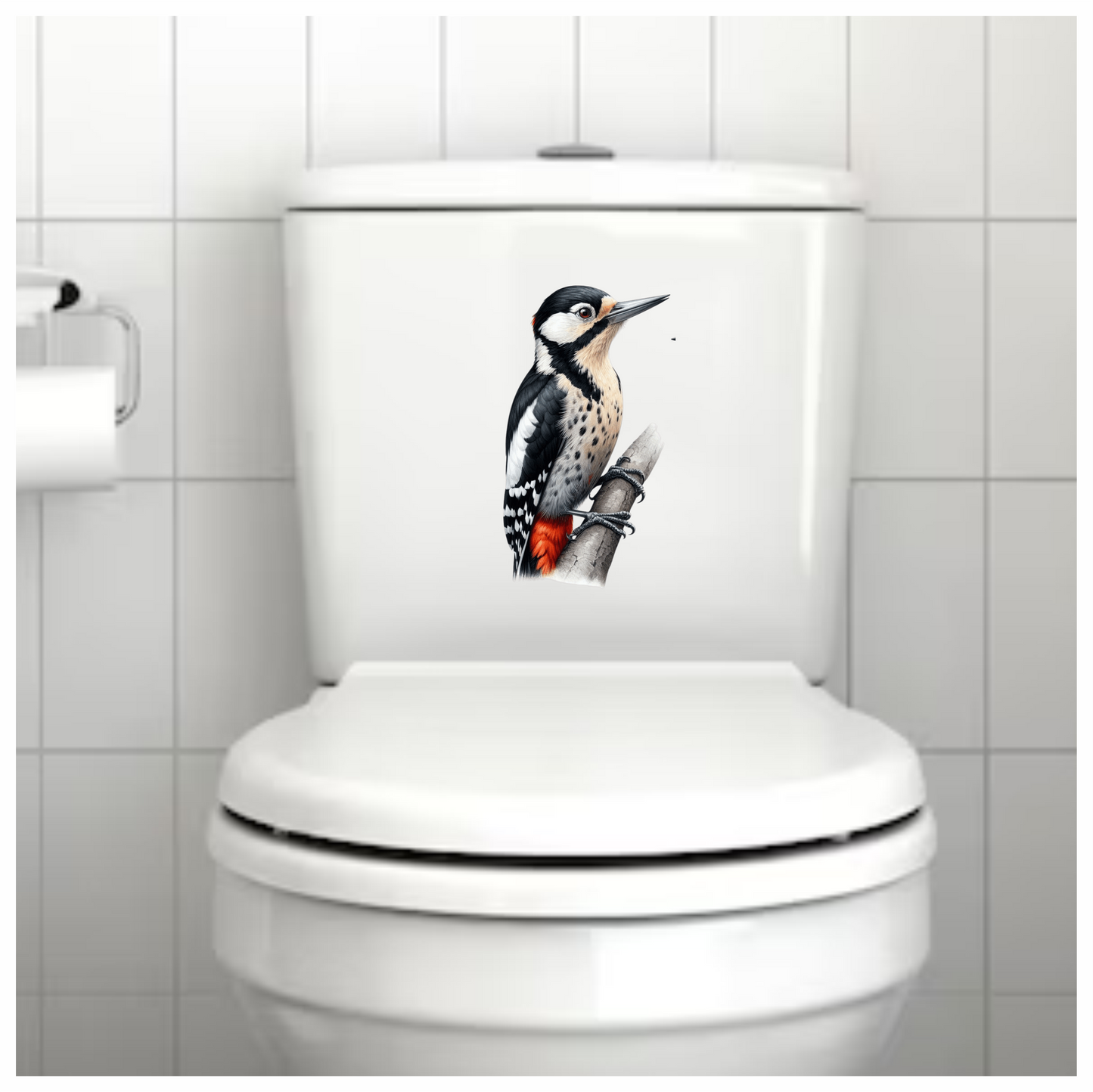 Black White Red Woodpecker Great Spotted Vinyl Sticker Decal