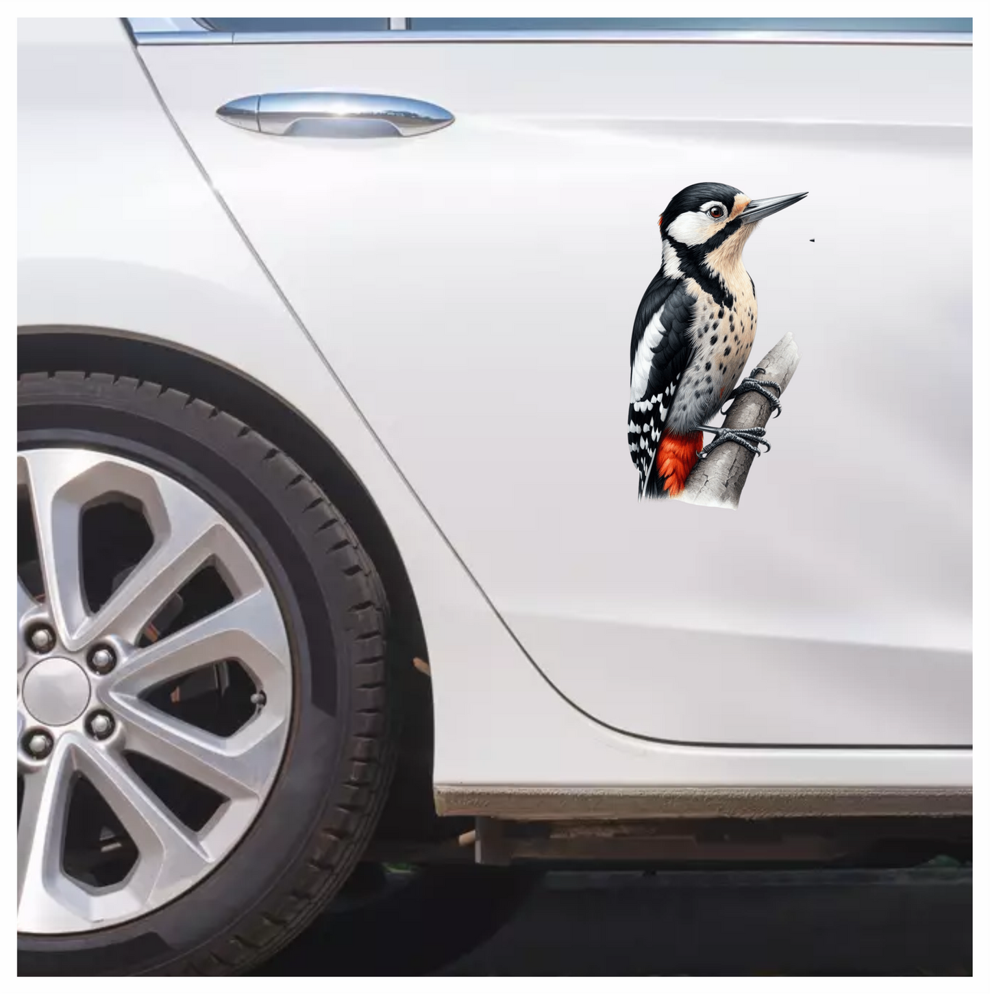 Black White Red Woodpecker Great Spotted Vinyl Sticker Decal