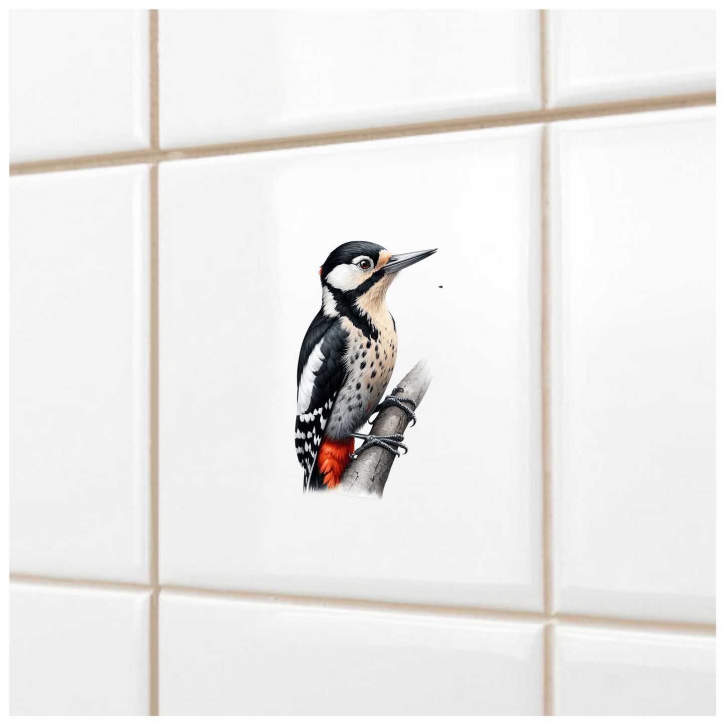 Black White Red Woodpecker Great Spotted Vinyl Sticker Decal