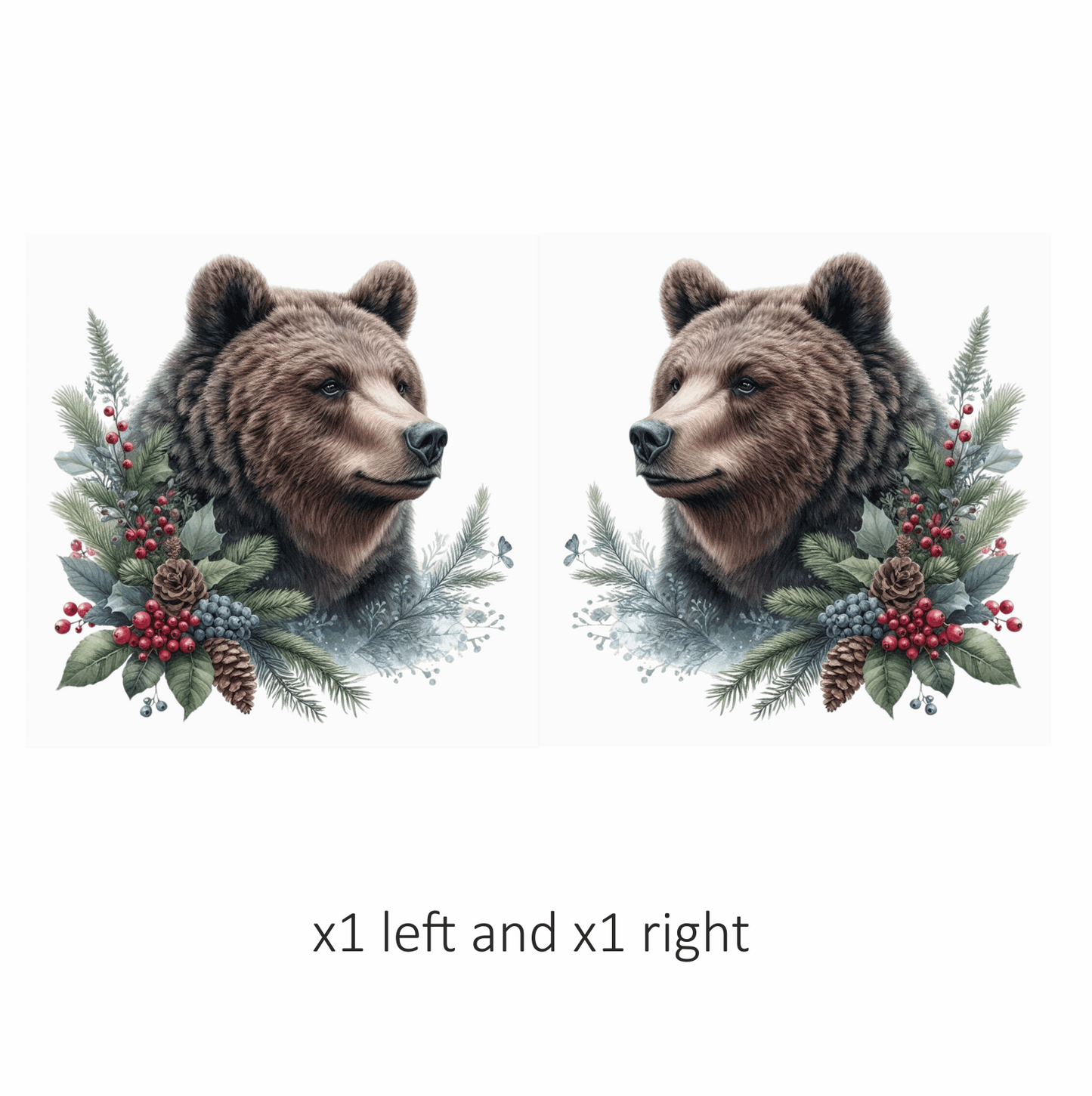 Brown Bear Pinecones Greenery Winter Vinyl Sticker Decal