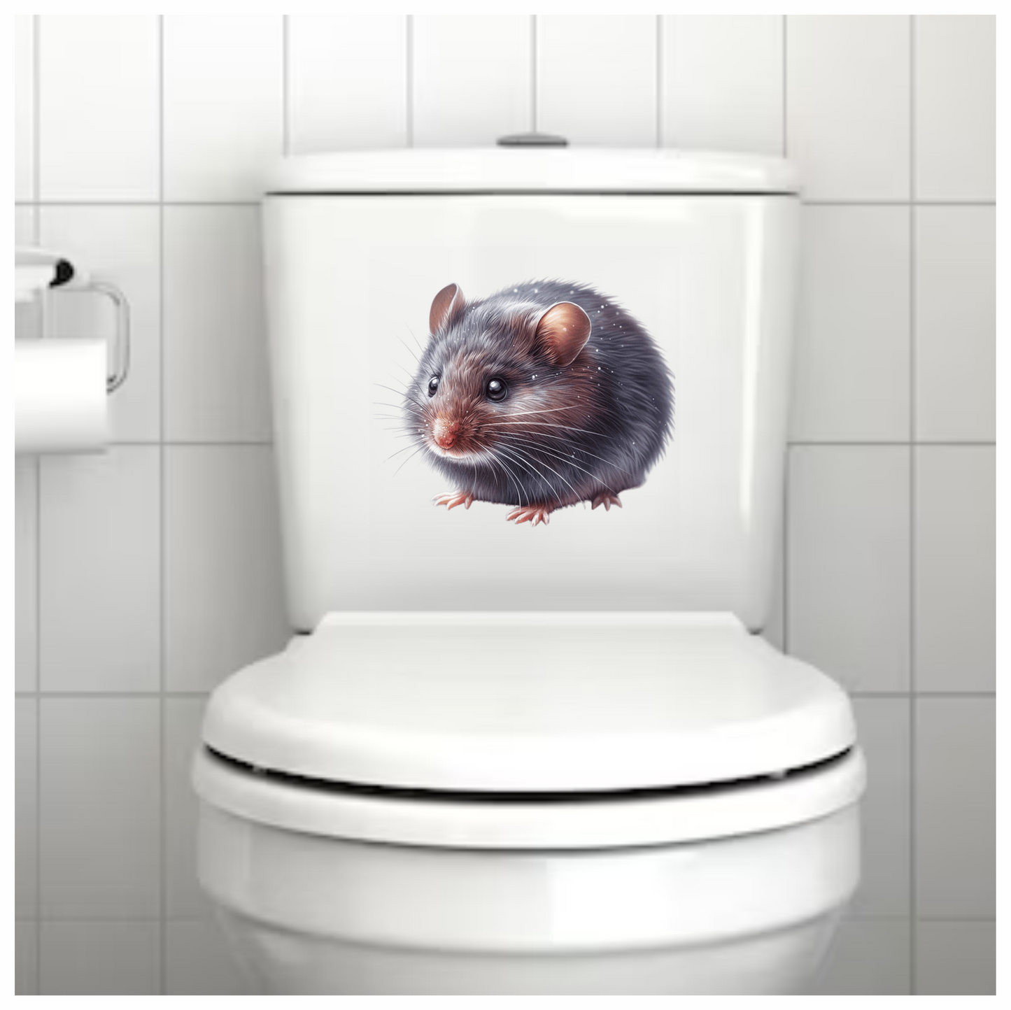Grey Mouse Small Round Cute Vinyl Sticker Decal