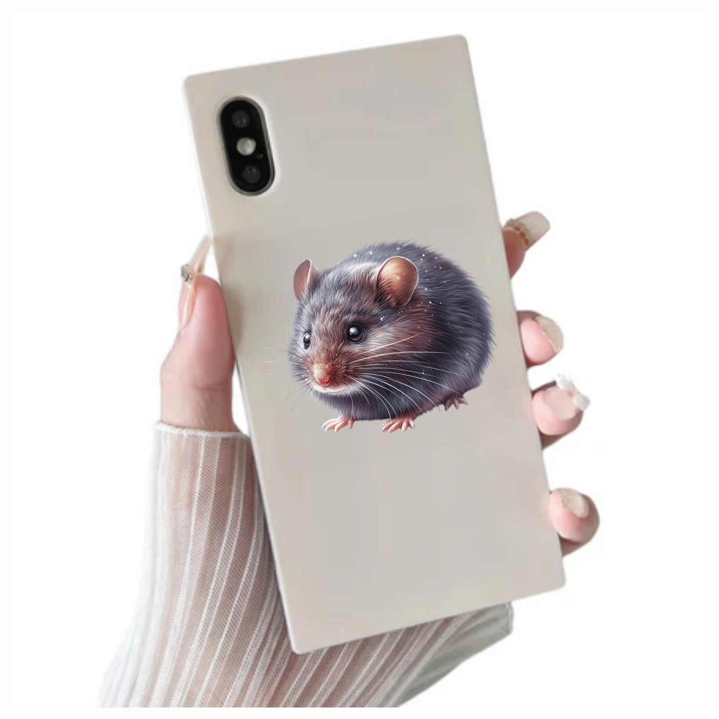 Grey Mouse Small Round Cute Vinyl Sticker Decal